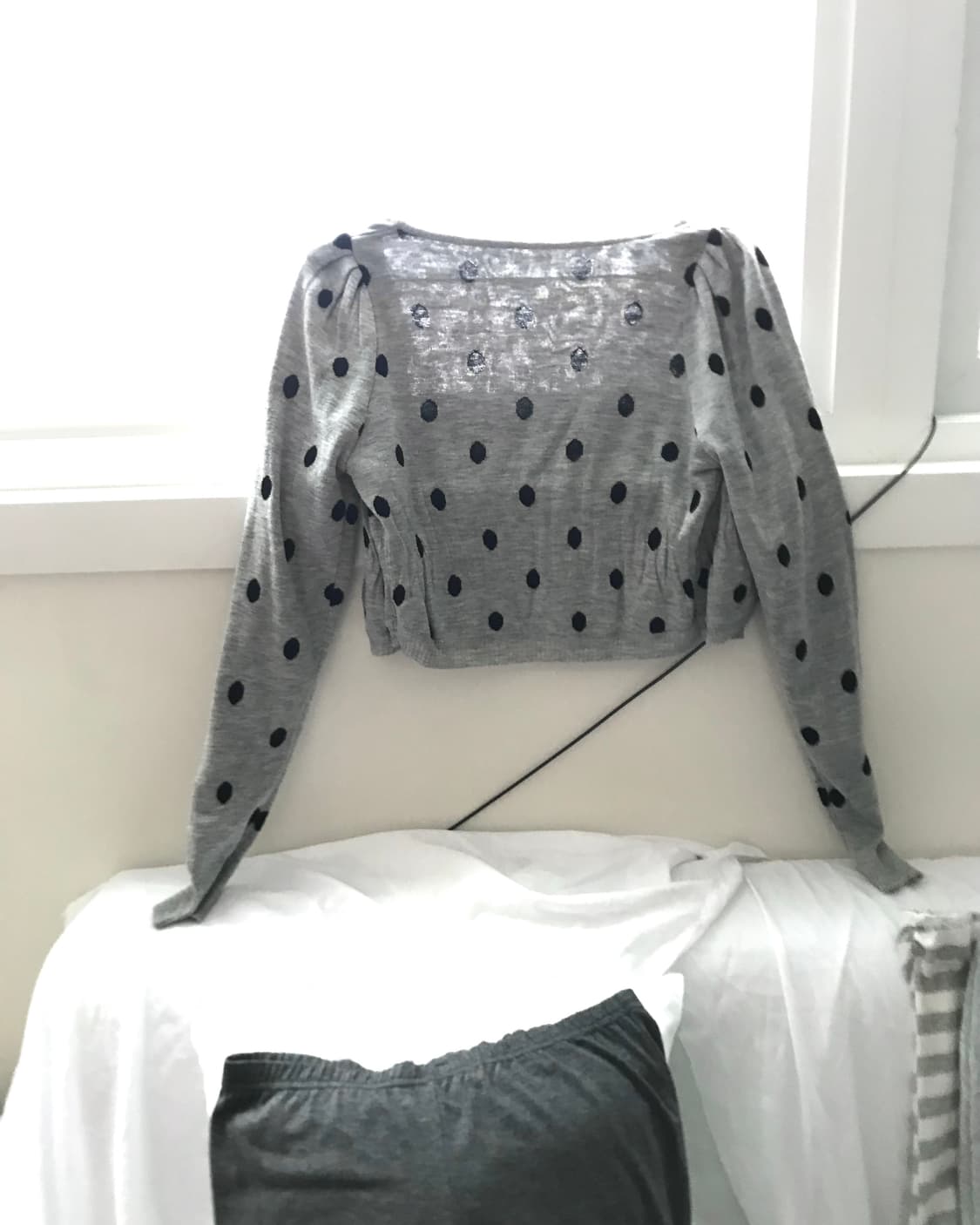 Dot shirring grey short bolero  상품이미지2