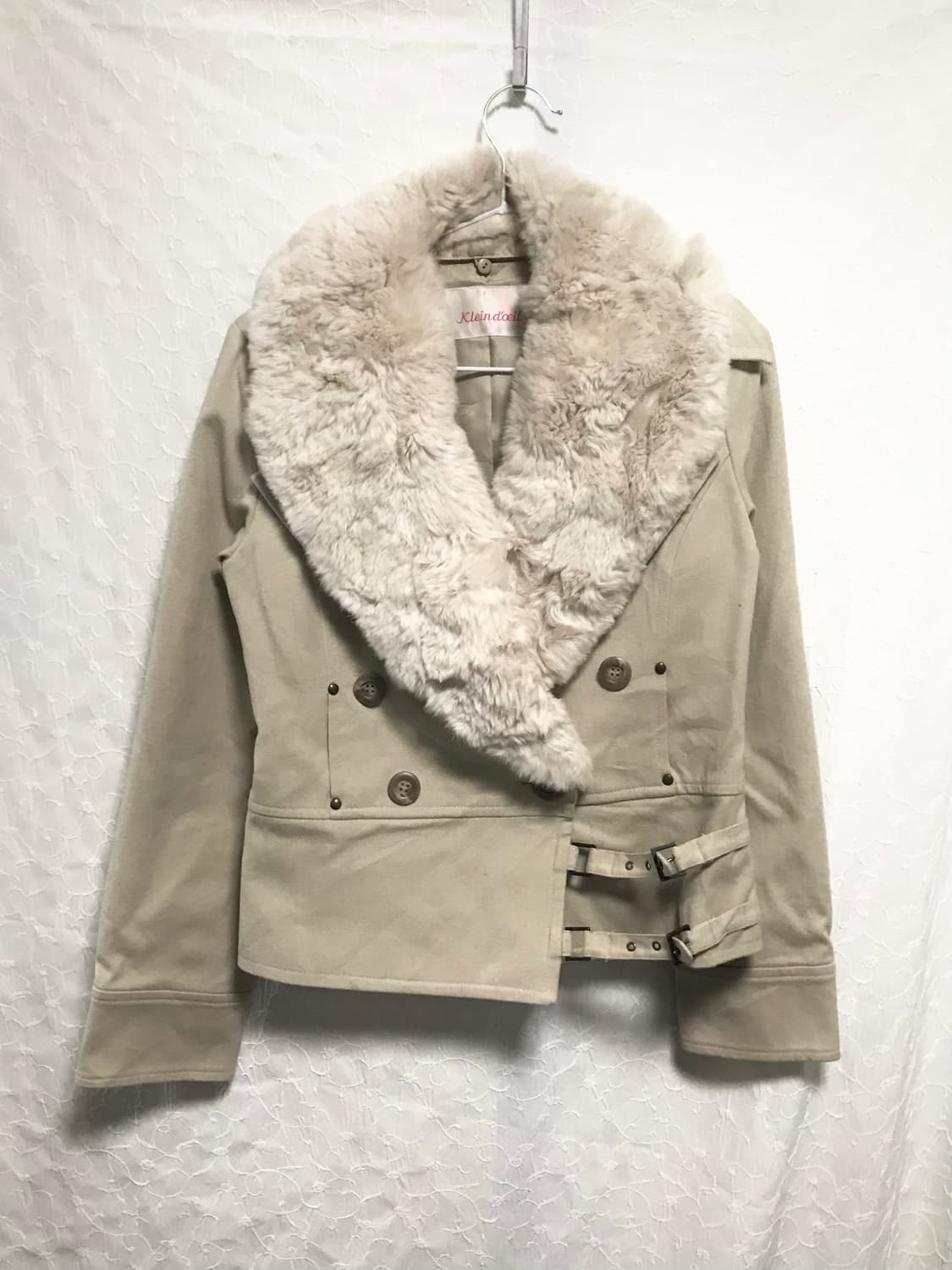 빈티지 y2k 페어리 래빗퍼 벨티드 코튼 퍼 자켓 상품이미지1