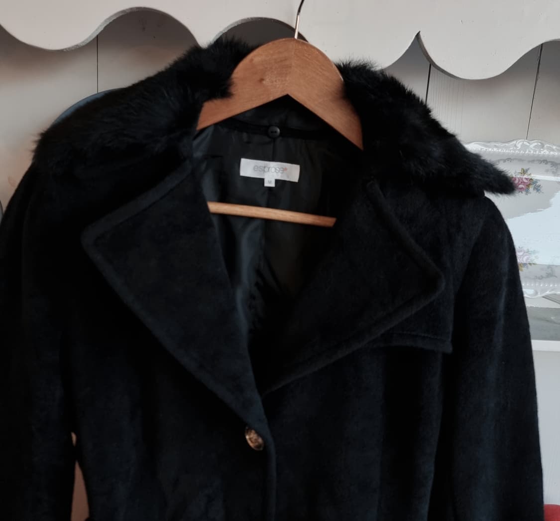 블랙 퍼카라 벨티드 코트 상품이미지4