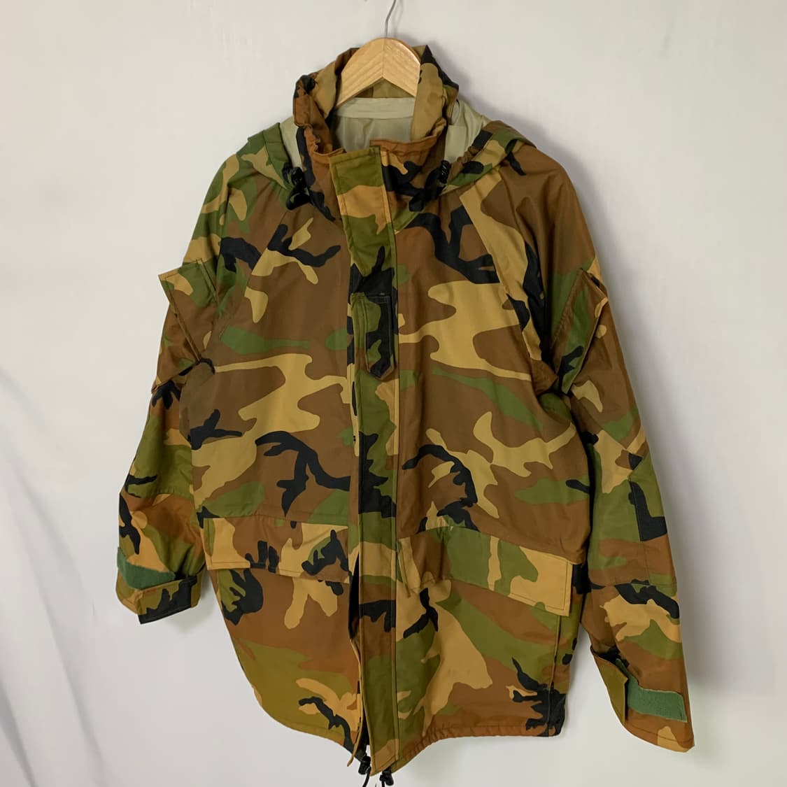 U.S.A 90s 빈티지 카모 밀리터리 후드 바람막이 점퍼 오버핏고프코어 상품이미지2