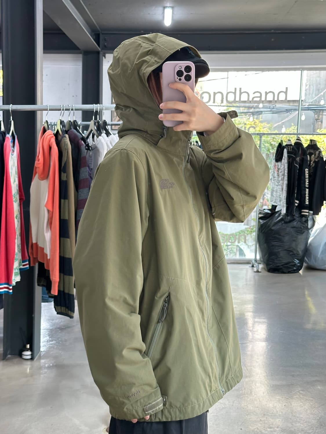 노스페이스 고프코어 하이벤트 윈드 자켓 카키올리브 상품이미지2