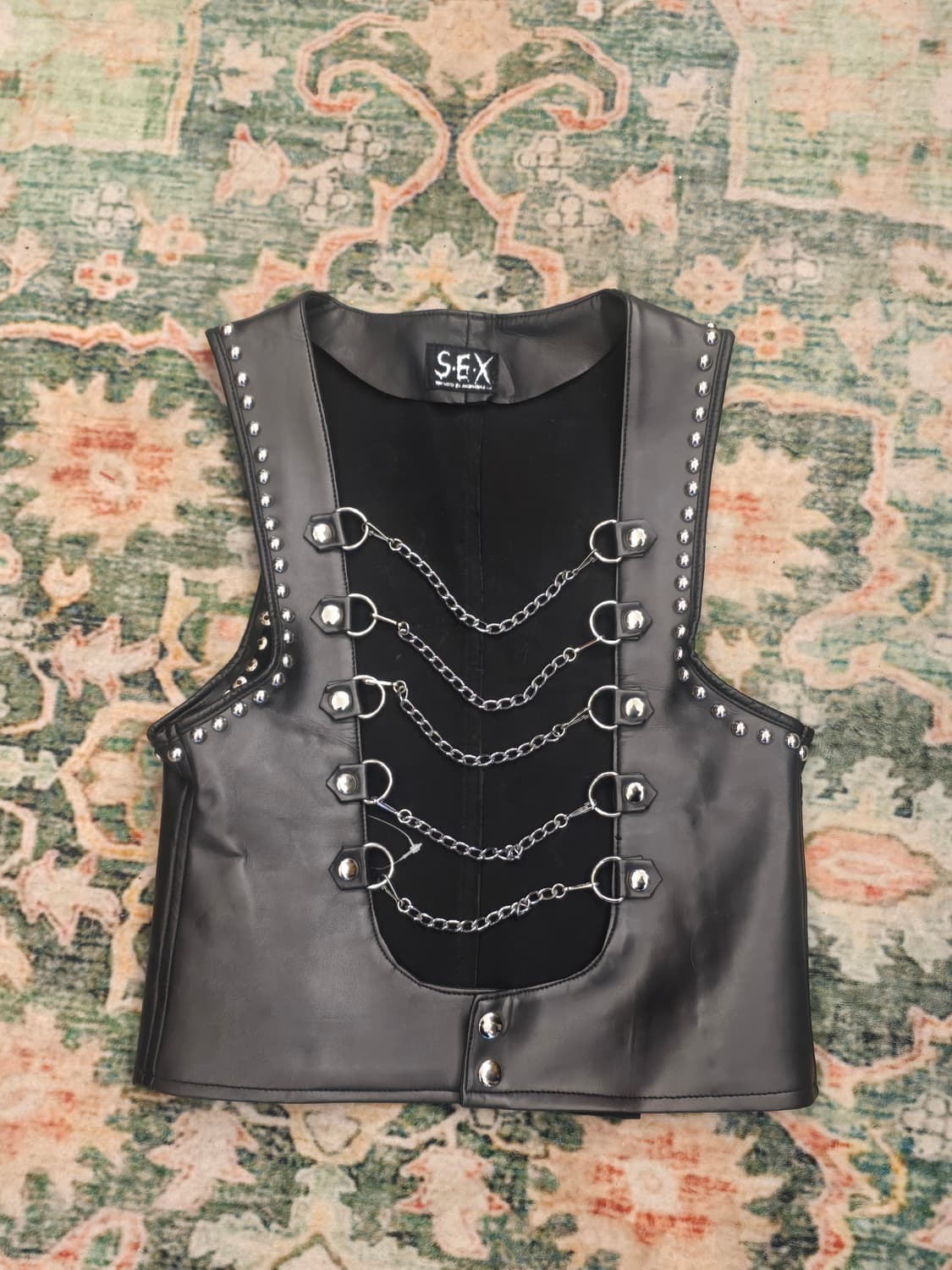 일본 빈티지 펑키 가죽체인조끼 상품이미지1