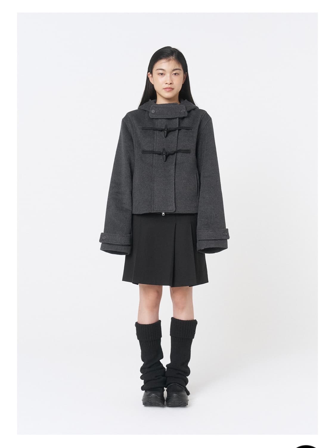 미세키서울 더플 후디 숏코트 차콜 상품이미지2