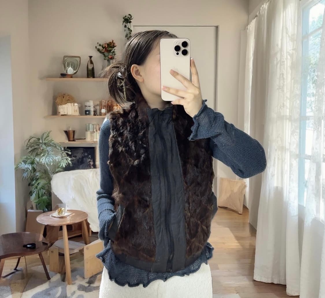 빈티지 밍크 조끼 베스트 상품이미지1