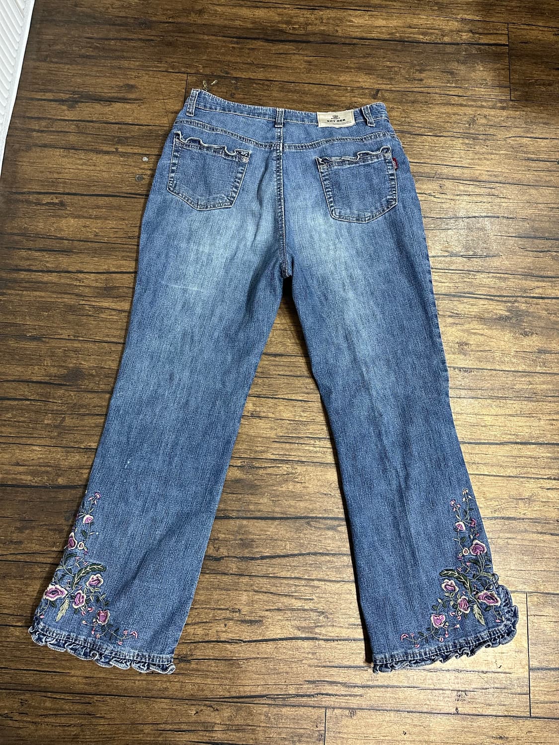 Y2K 플라워 자수 부츠컷 데님 팬츠 30 SHYGER JEANS 상품이미지6