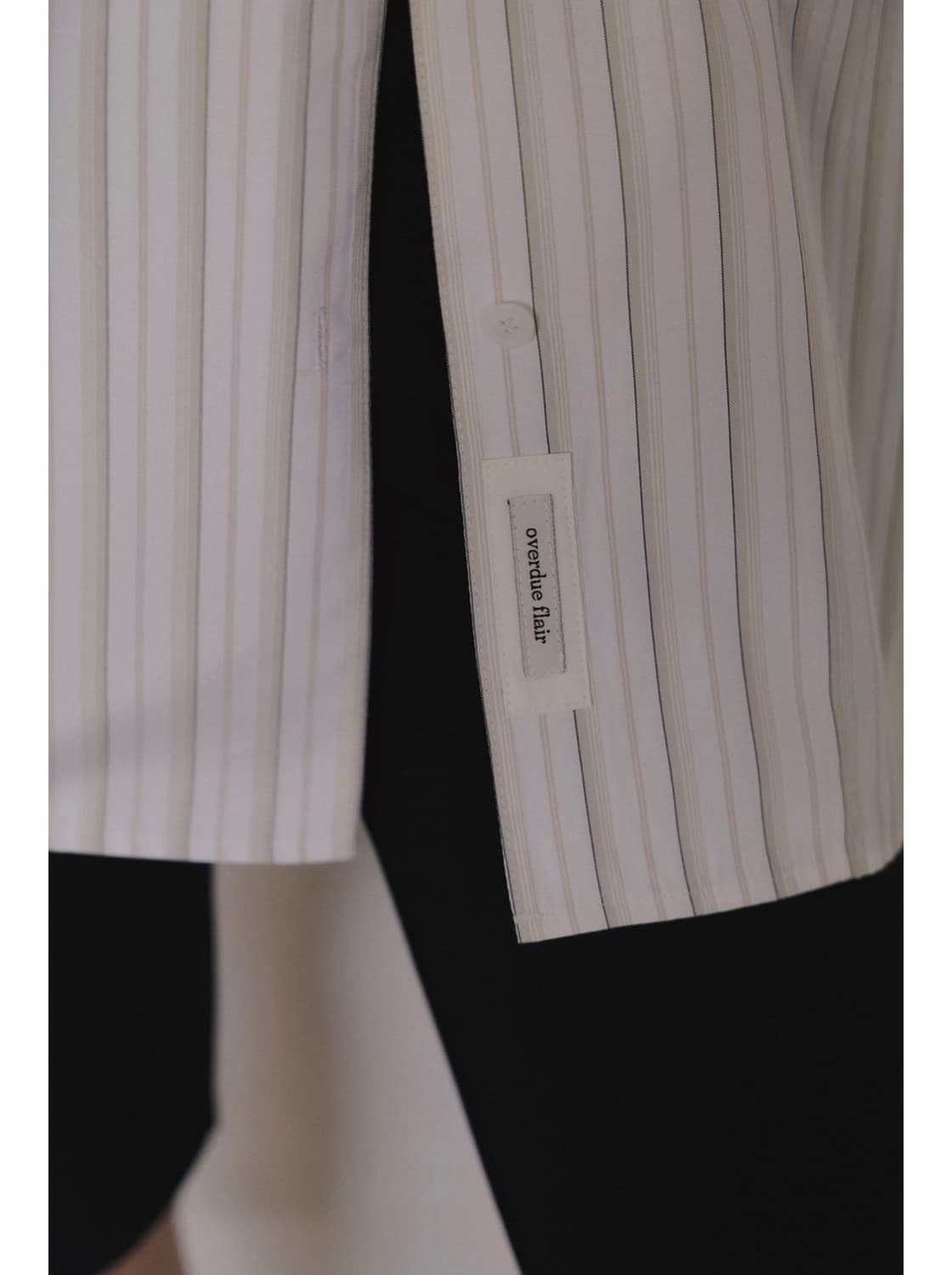 오버듀플레어 코튼 오버사이즈드 셔츠 아이보리 스트라이프 상품이미지5