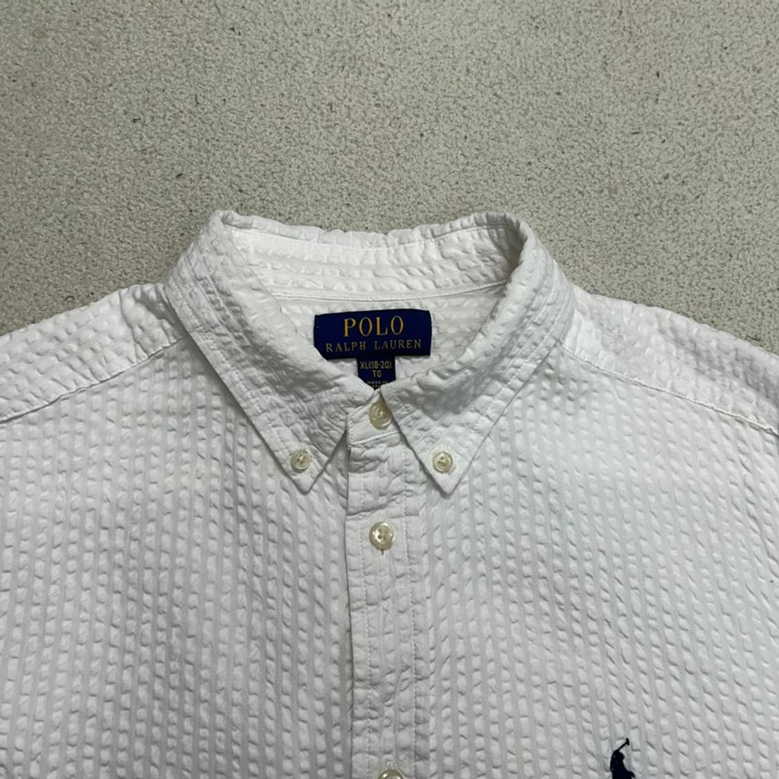 RALPH LAUREN 보이즈 시어서커 셔츠 화이트 XL 상품이미지5