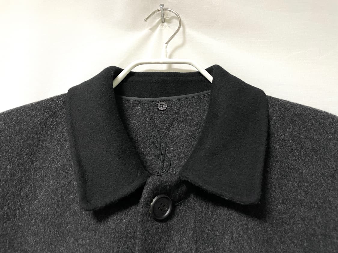 (정품) 입생로랑 남성 여유핏 히든버튼 울 맥코트 _ 차콜 100 상품이미지2