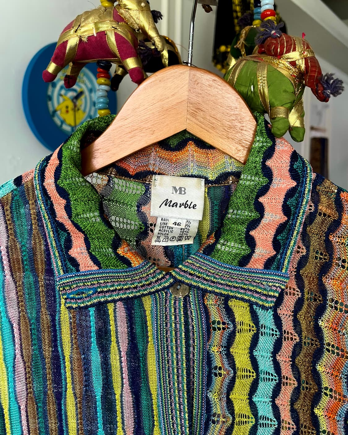 1990s Italian Mixed Pattern Old Cardigan 상품이미지4