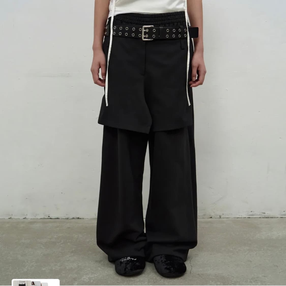 LAYERED SHORTS SWEATPANTS (BLACK) 상품이미지1