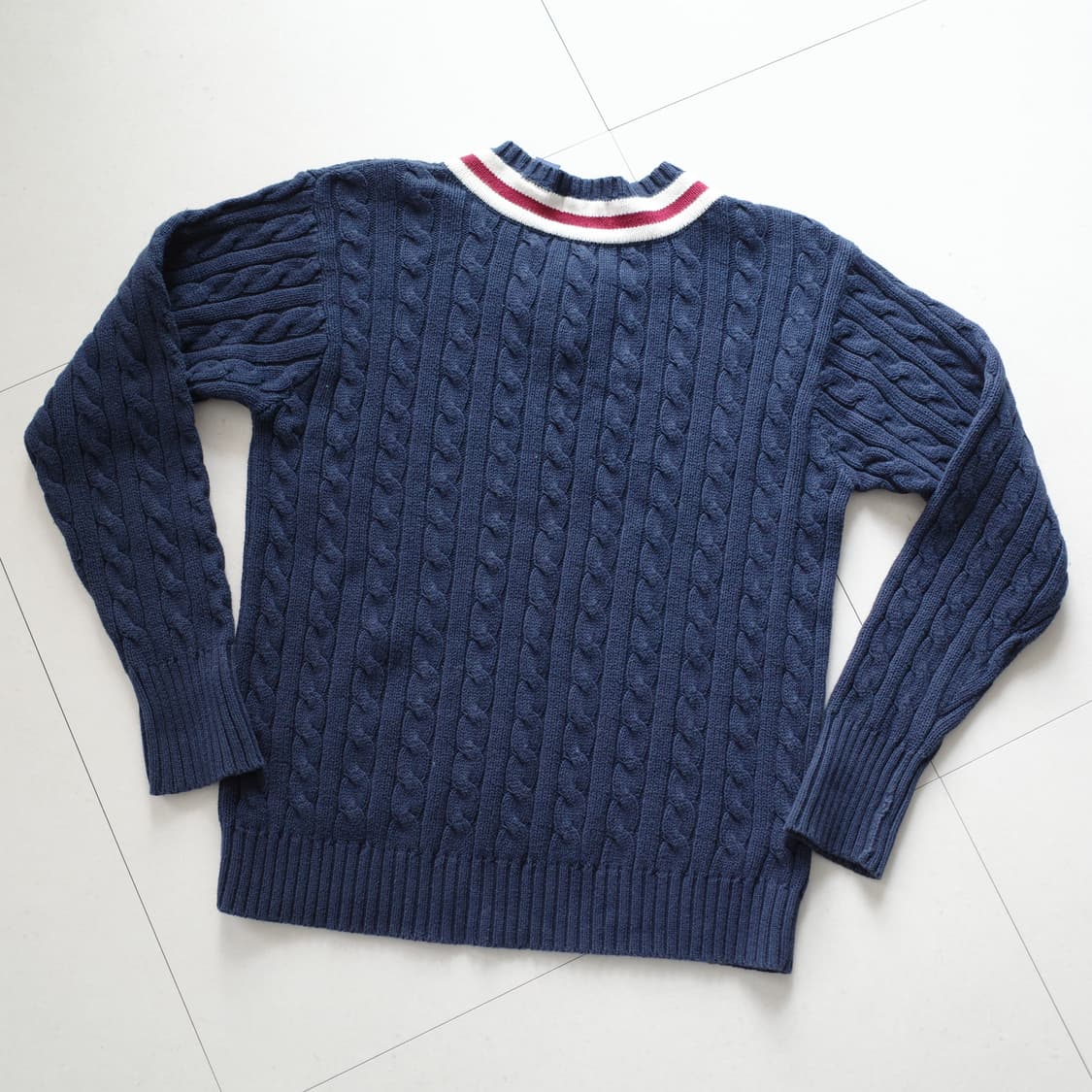 90s 폴로 랄프로렌 빈티지 크리켓 케이블 브이넥 니트 L 상품이미지6