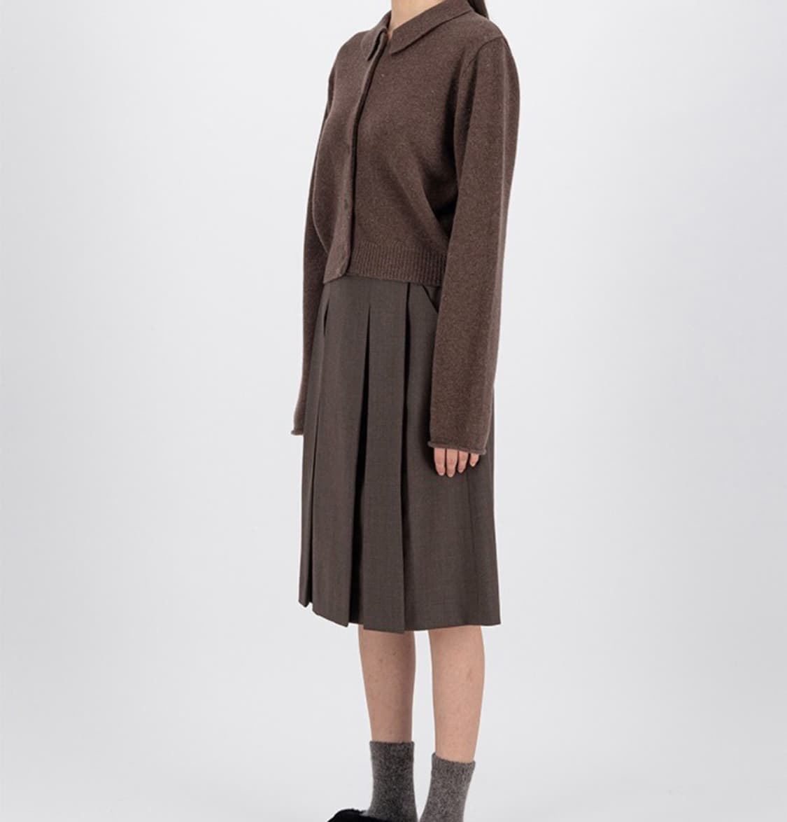 모이아 moia neat pleats skirt, M, brown 상품이미지2