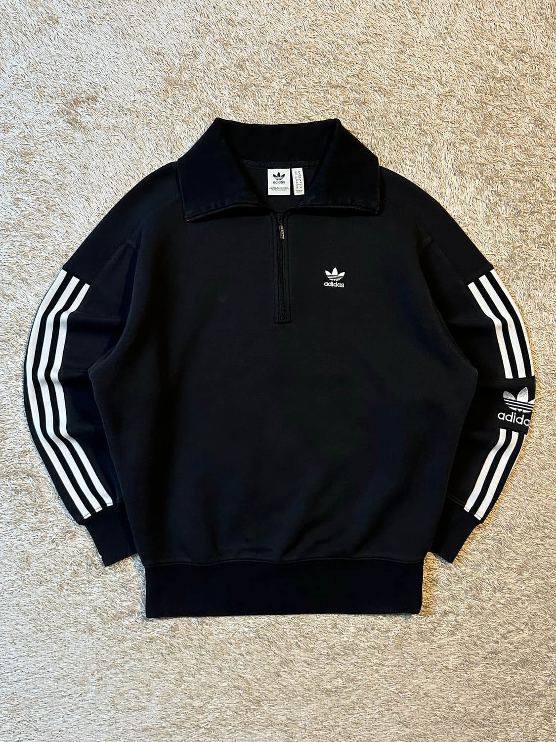 아디다스 ADIDAS 락업 하프 반집업 맨투맨 블랙 상품이미지1