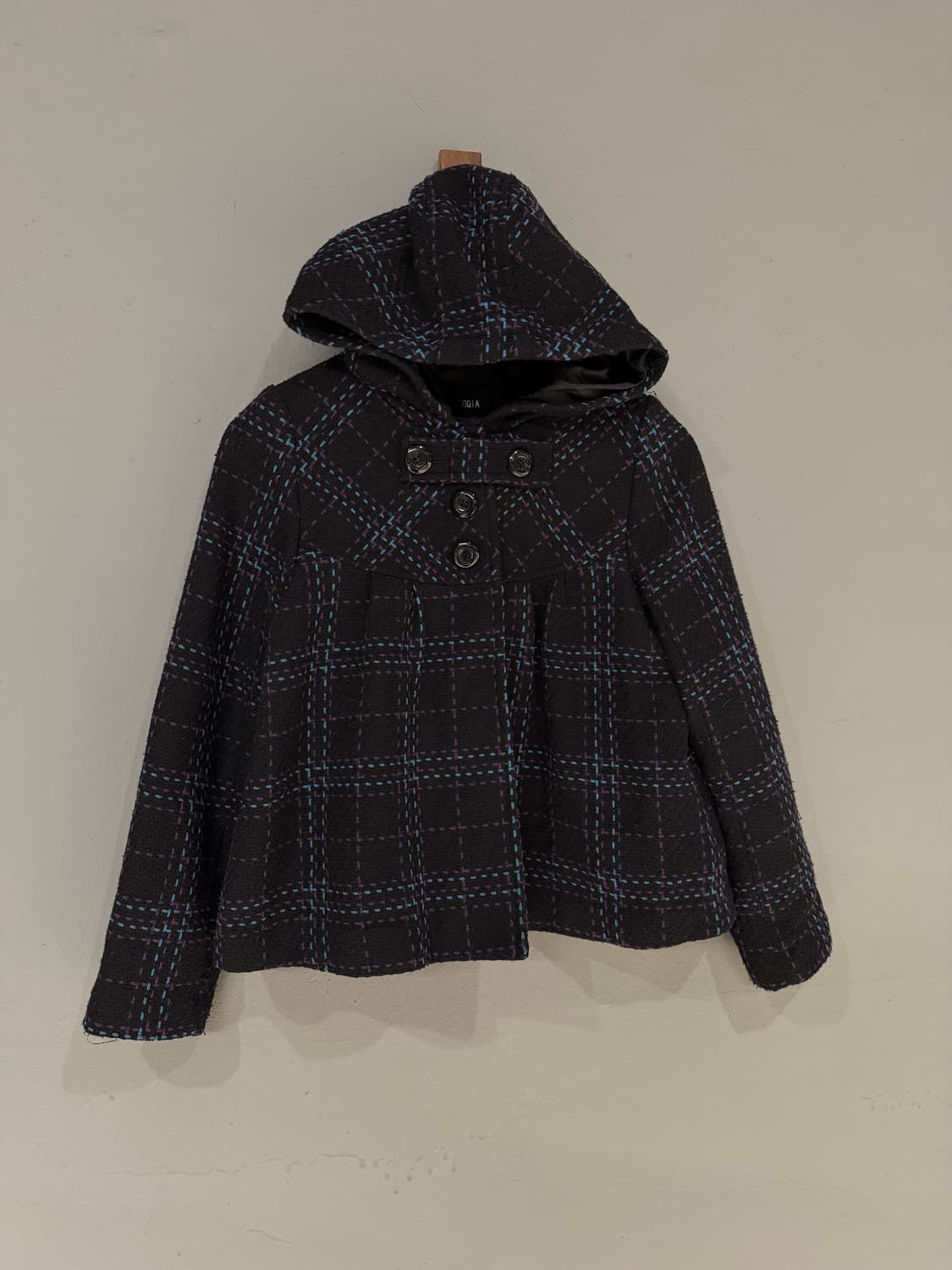 stitch check pattern hood coat 상품이미지5