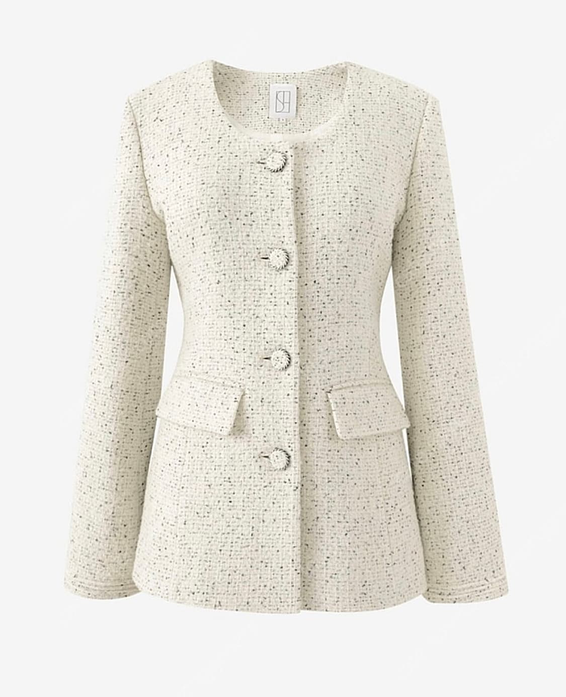 비아 스쿱넥 재킷 / 블랙믹스 / 미디기장 상품이미지1