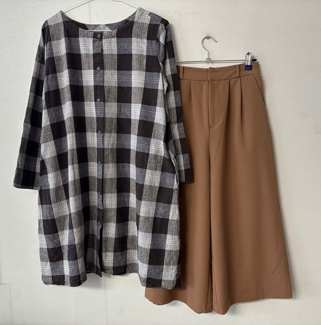체크 원피스 아우터+치마바지 상품이미지1