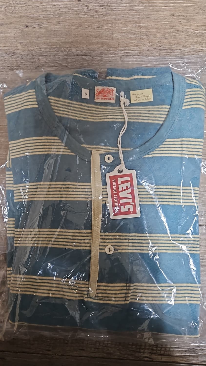 리바이스 LVC 1920's 선셋 헨리 티셔츠 블루 & 크림 S 상품이미지3