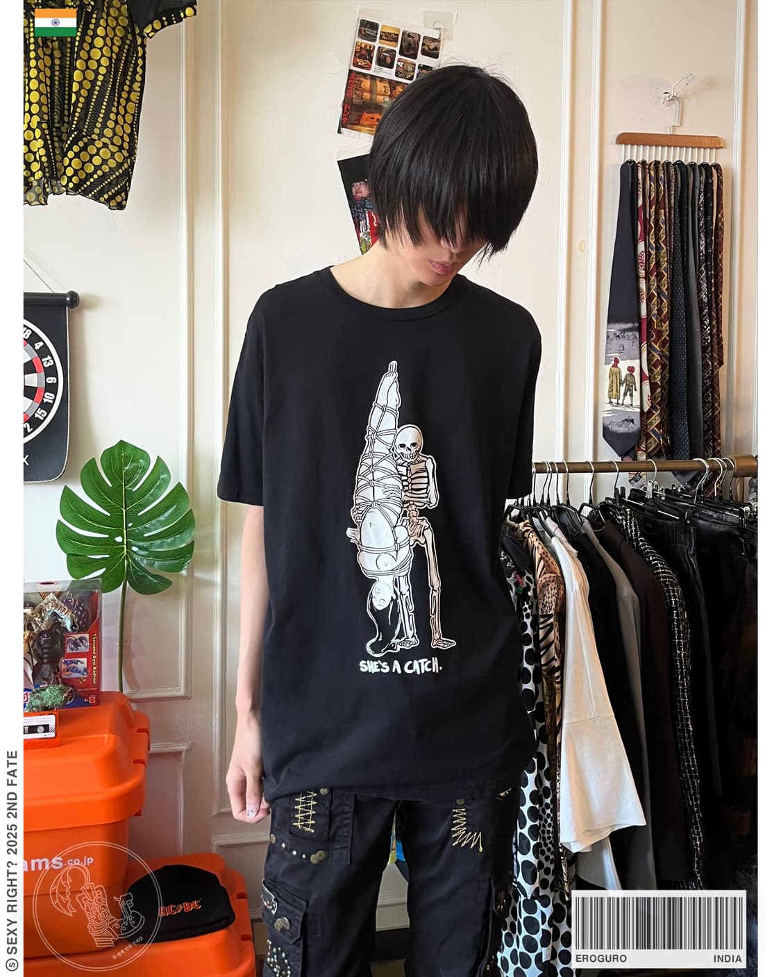 Vintage Eroguro Ero Skull Goth Printed T 상품이미지1