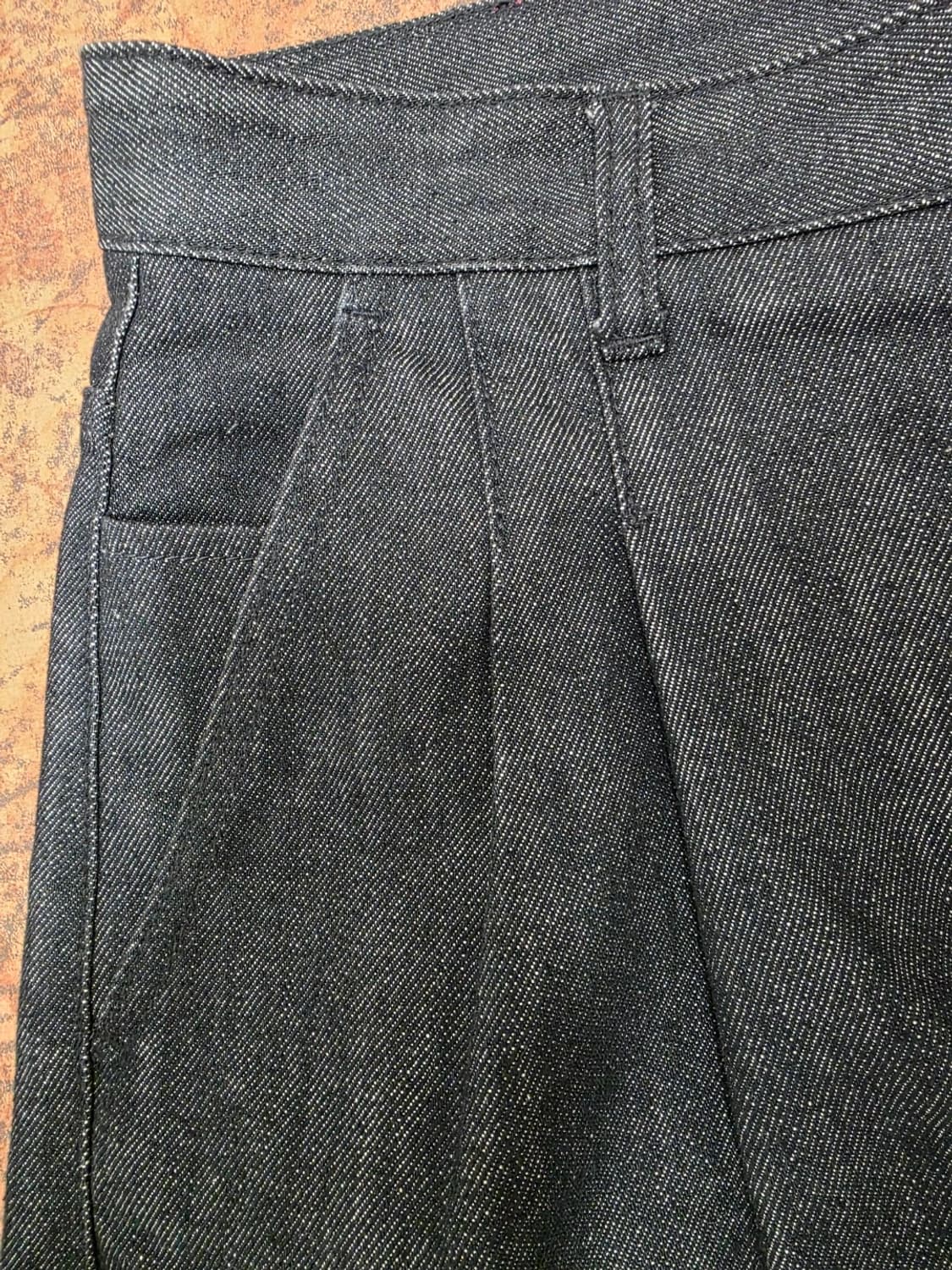 포트너스 투턱 와이드 블랙진 흑청 데님 팬츠 XL 상품이미지4