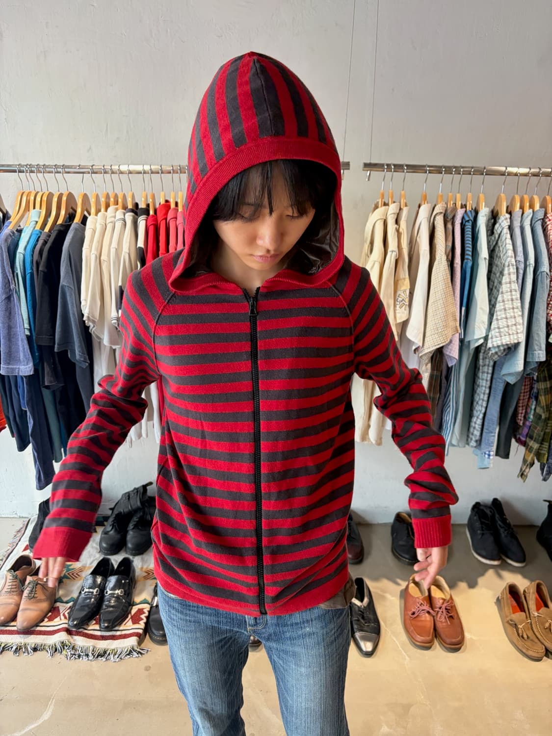 Hugo Boss 보더 스트라이프 후드 집업 M 상품이미지2