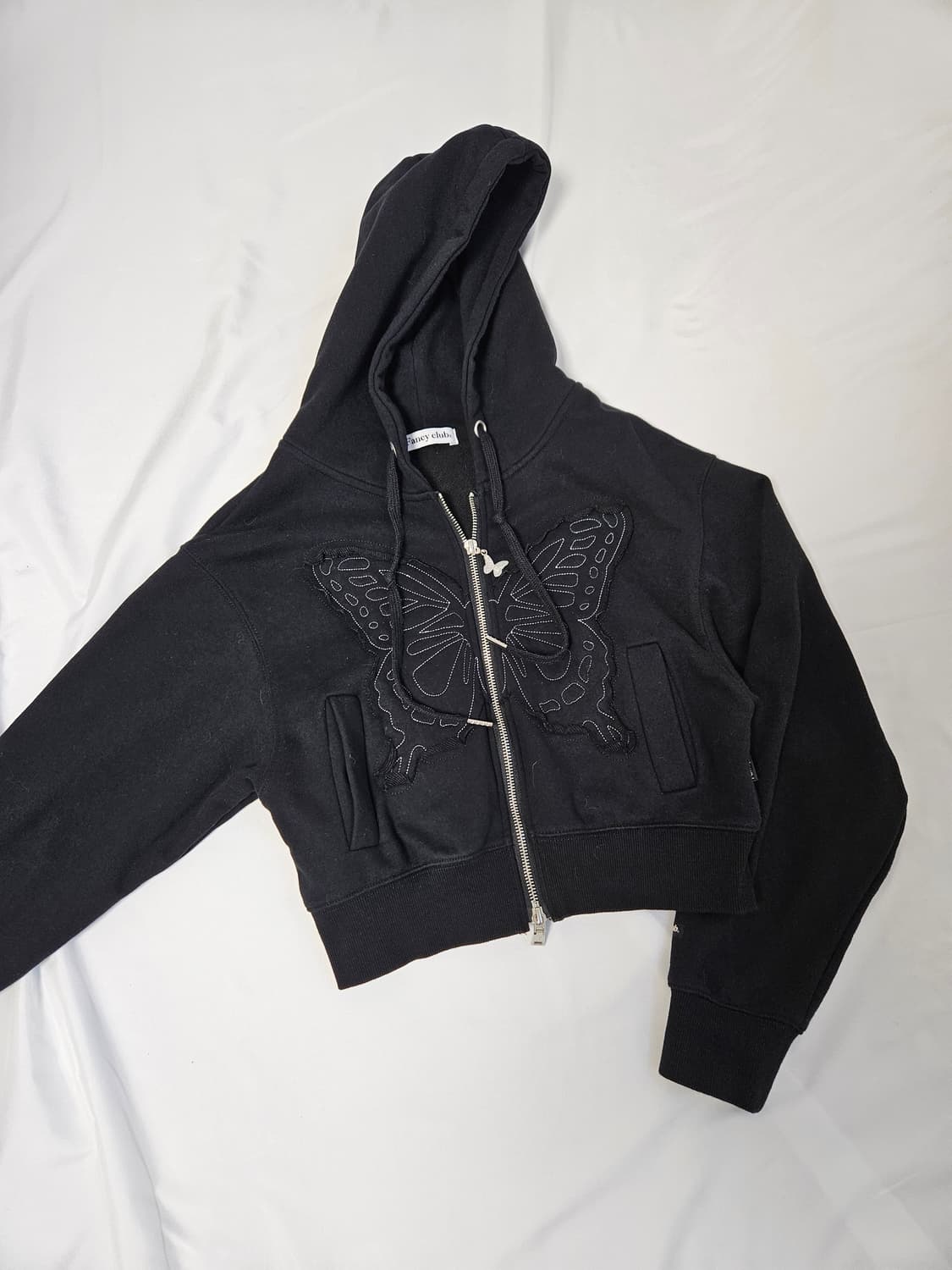 팬시클럽 위즈 패치 나비 크롭 후드집업 자켓 y2k 상품이미지1