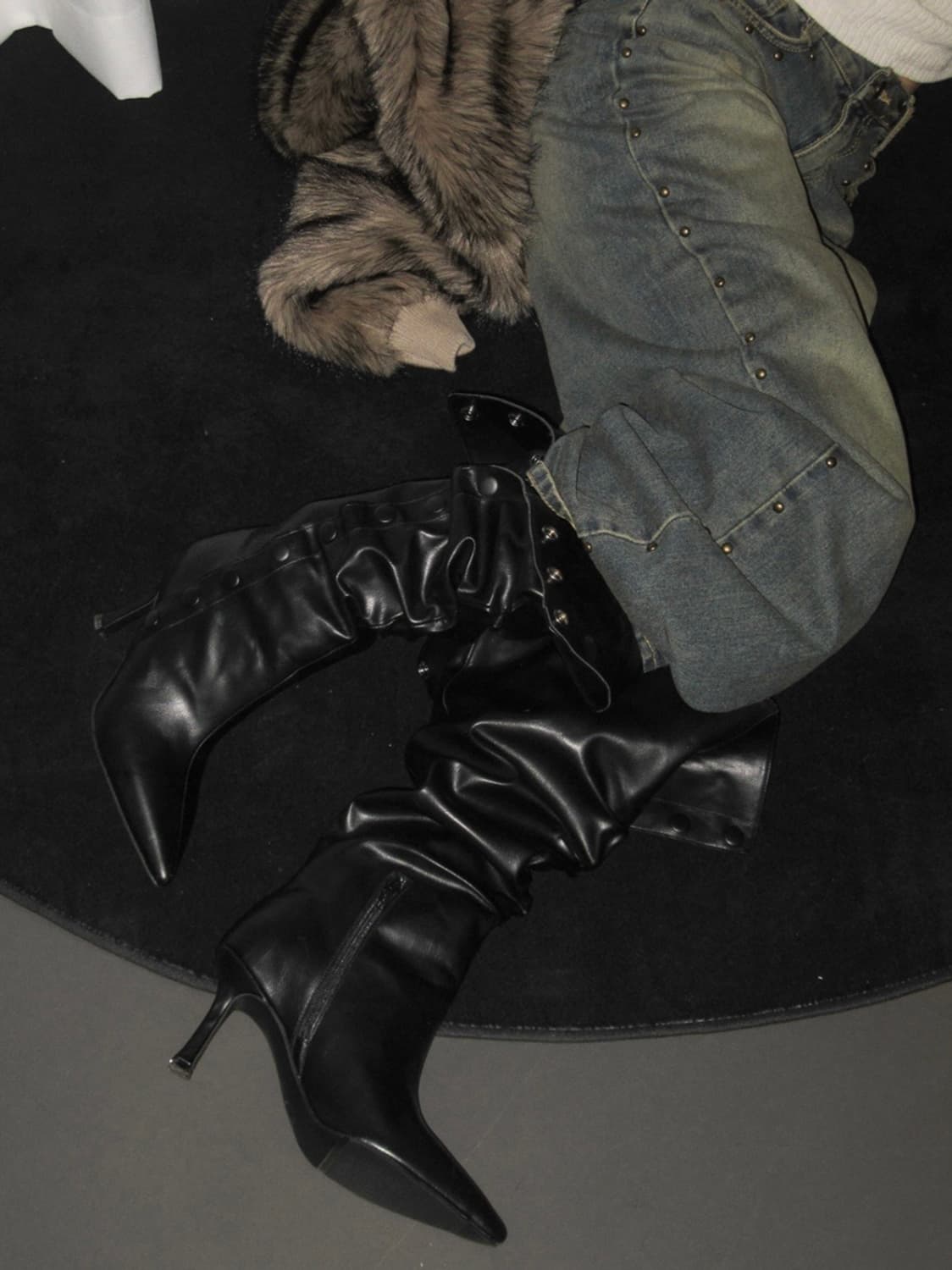 티릿 스냅버튼 스틸레토  레더부츠힐 상품이미지5