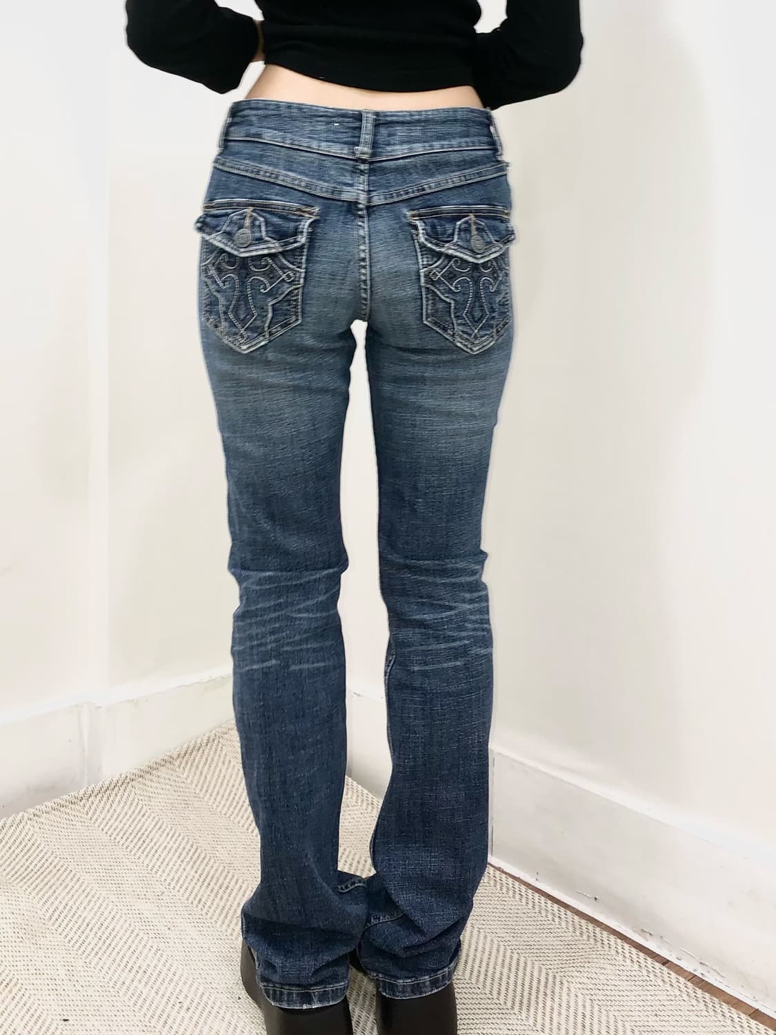 cross detail slim fit denim pants 상품이미지3