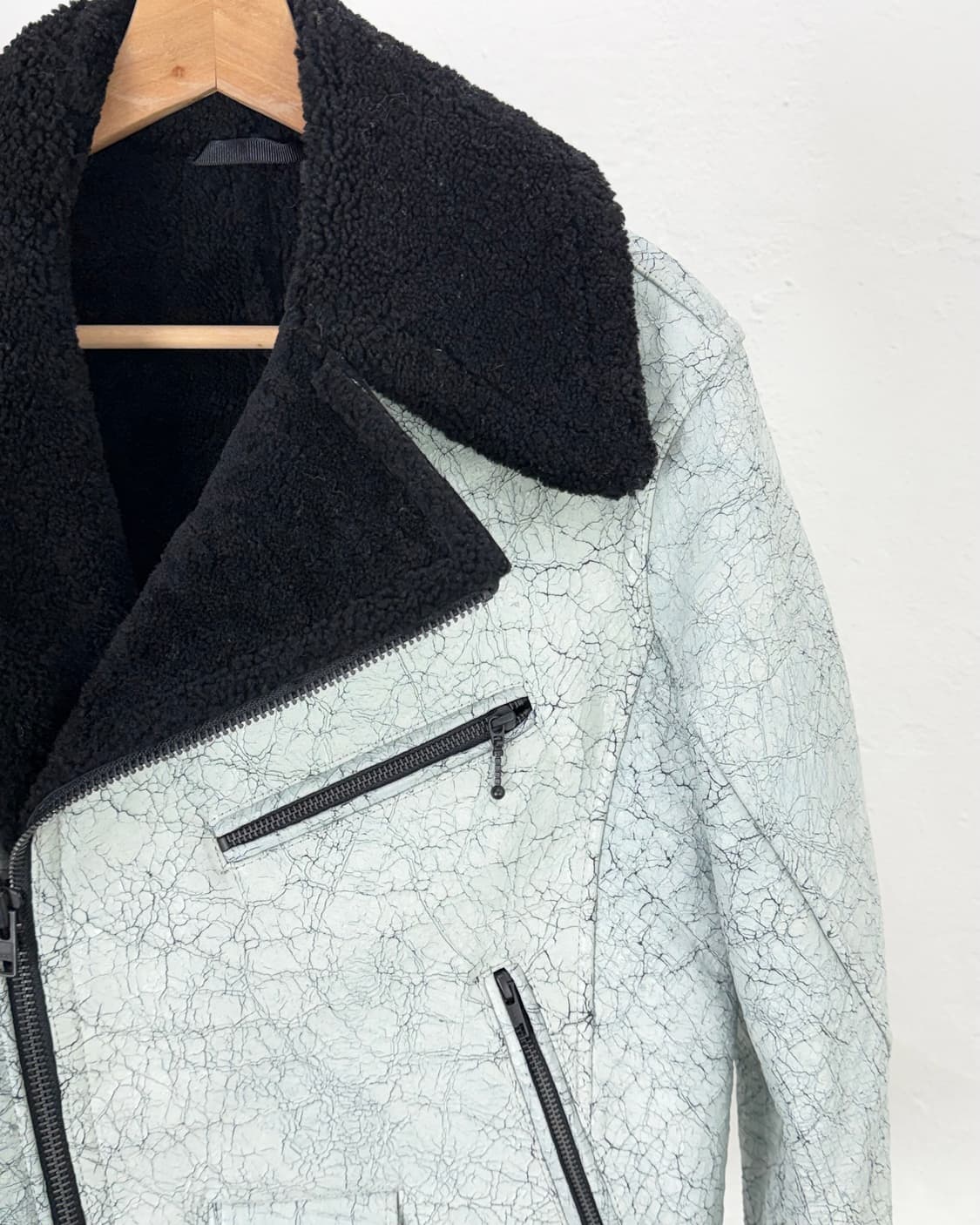 블랙 데님 비앙케토 시어링 스킨 집 라이더 자켓 상품이미지4