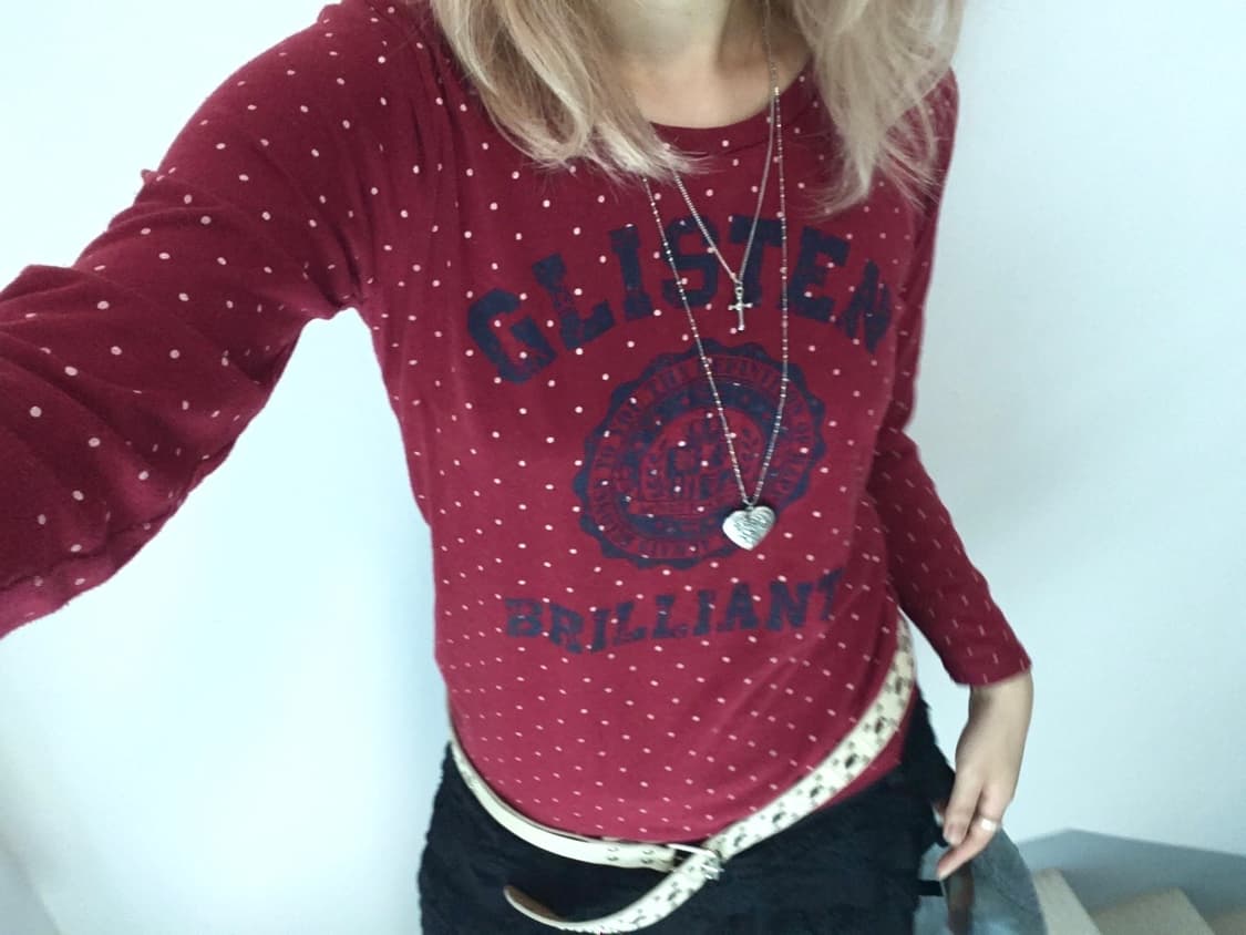 jpn vintage red dot lettering long sleev 상품이미지5