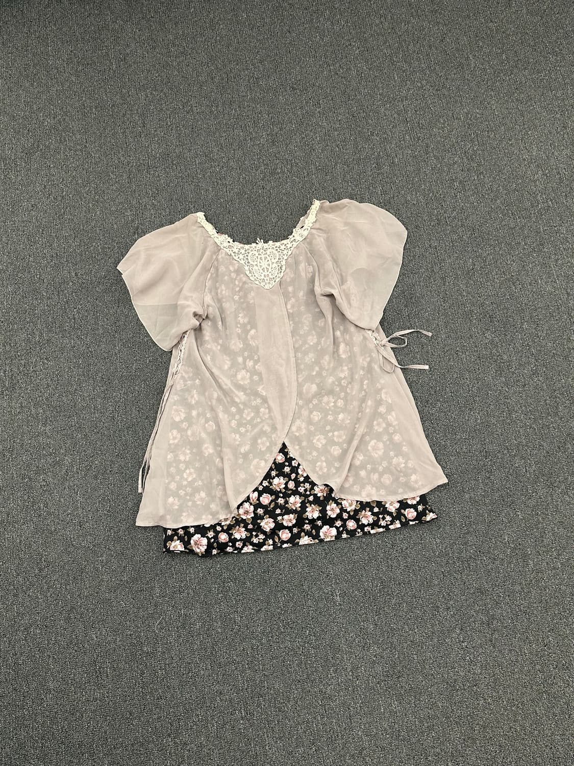 M)Axes Femme vintage 여성 레이스 플로럴 레이어드 블라우 상품이미지6