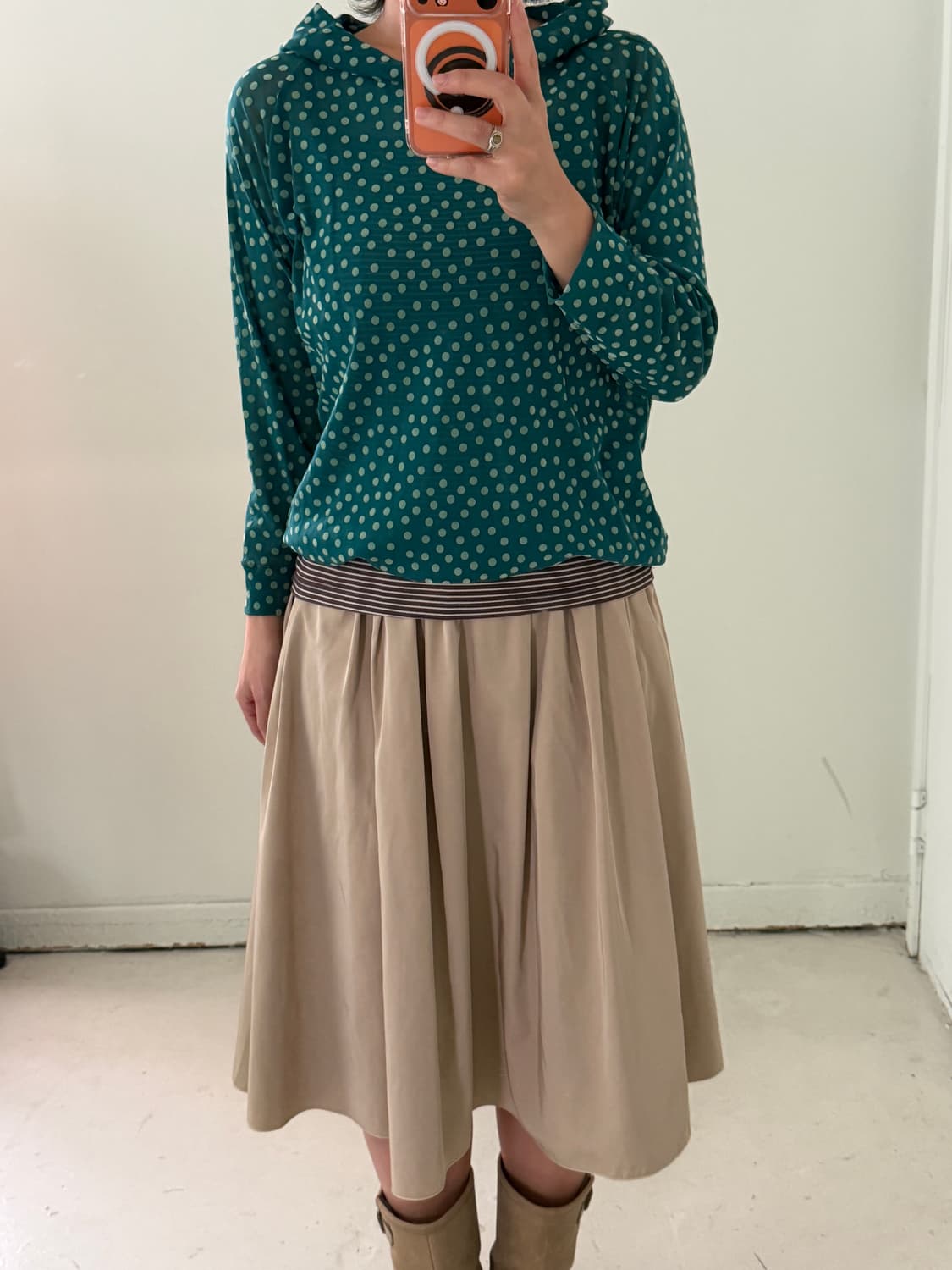 일본빈티지 베이지 바스락 롱스커트 상품이미지1