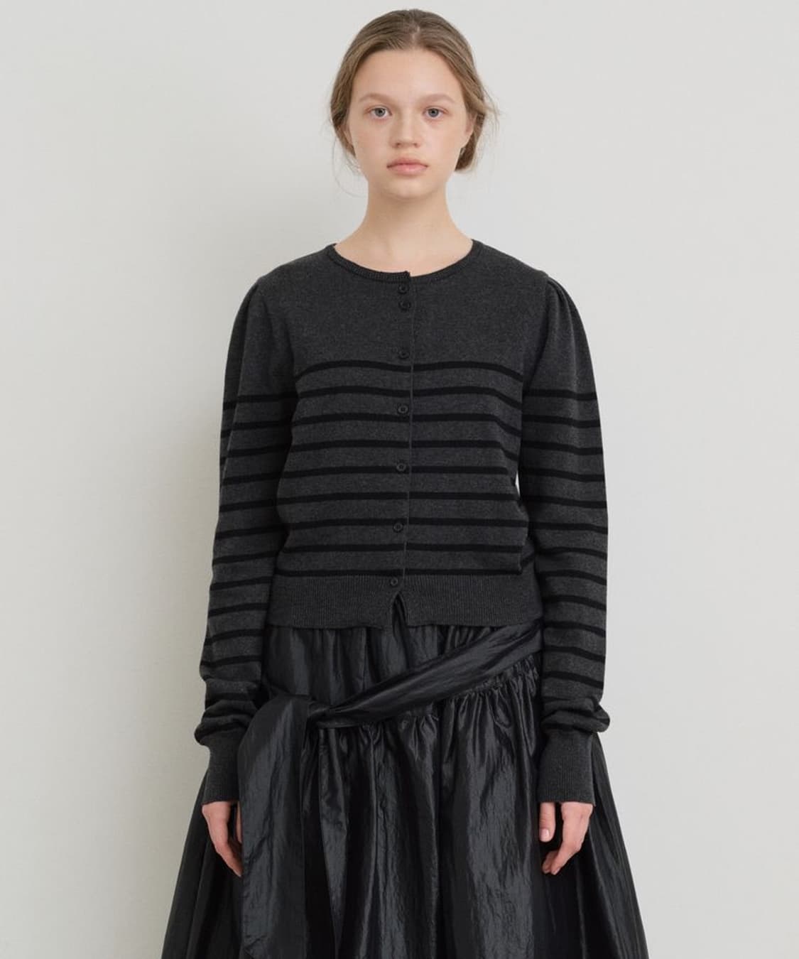 버뮬라 퍼프 스트라이프 가디건 레드 상품이미지2