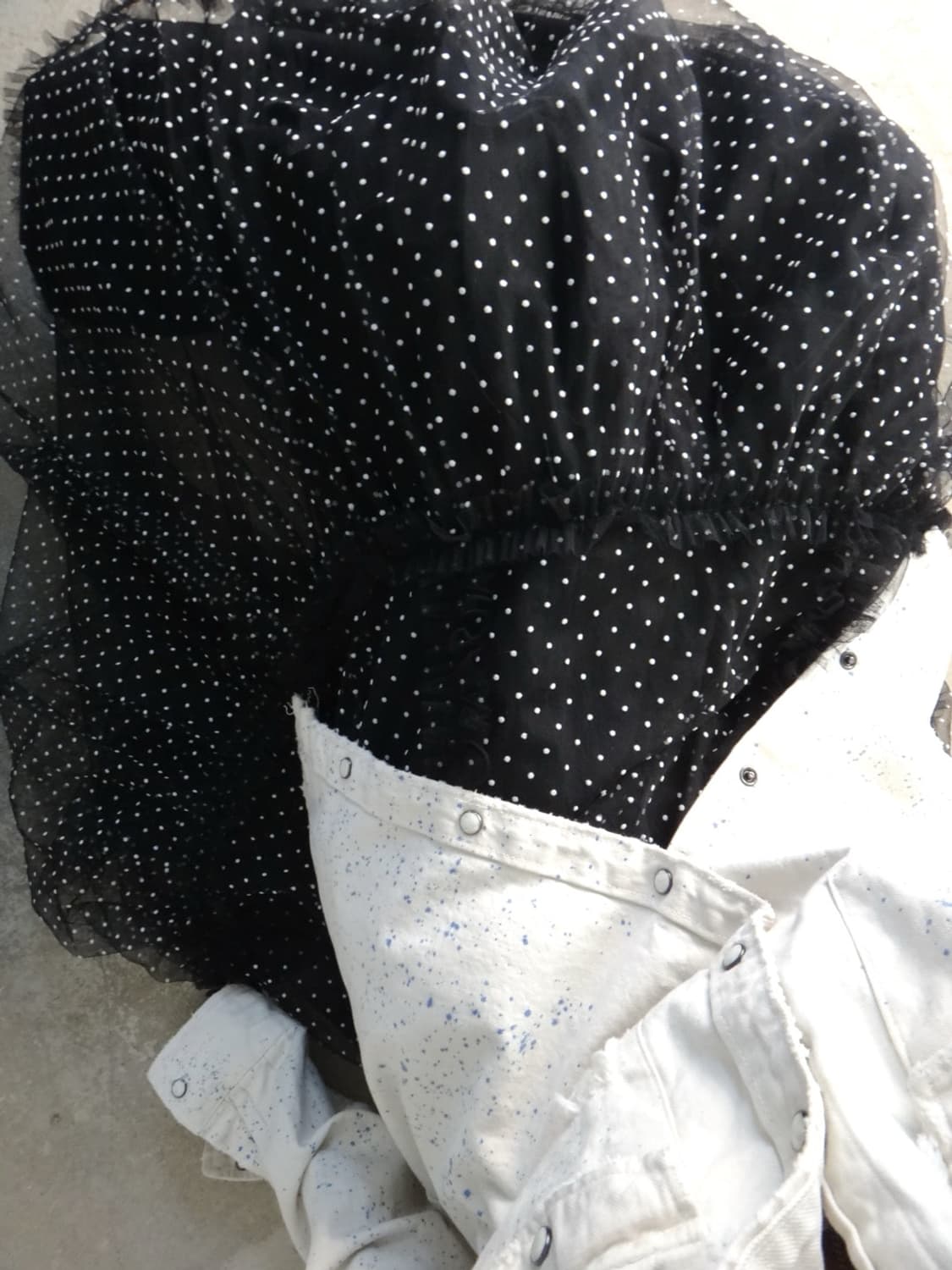 Dot frill can can sha skirt / black 상품이미지2