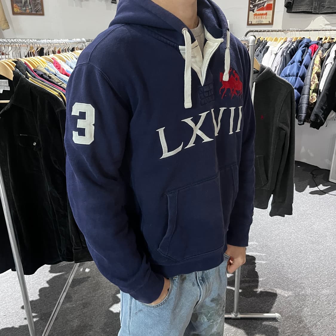 폴로 90s 더블 빅포니 3 네이비 후드티 상품이미지4