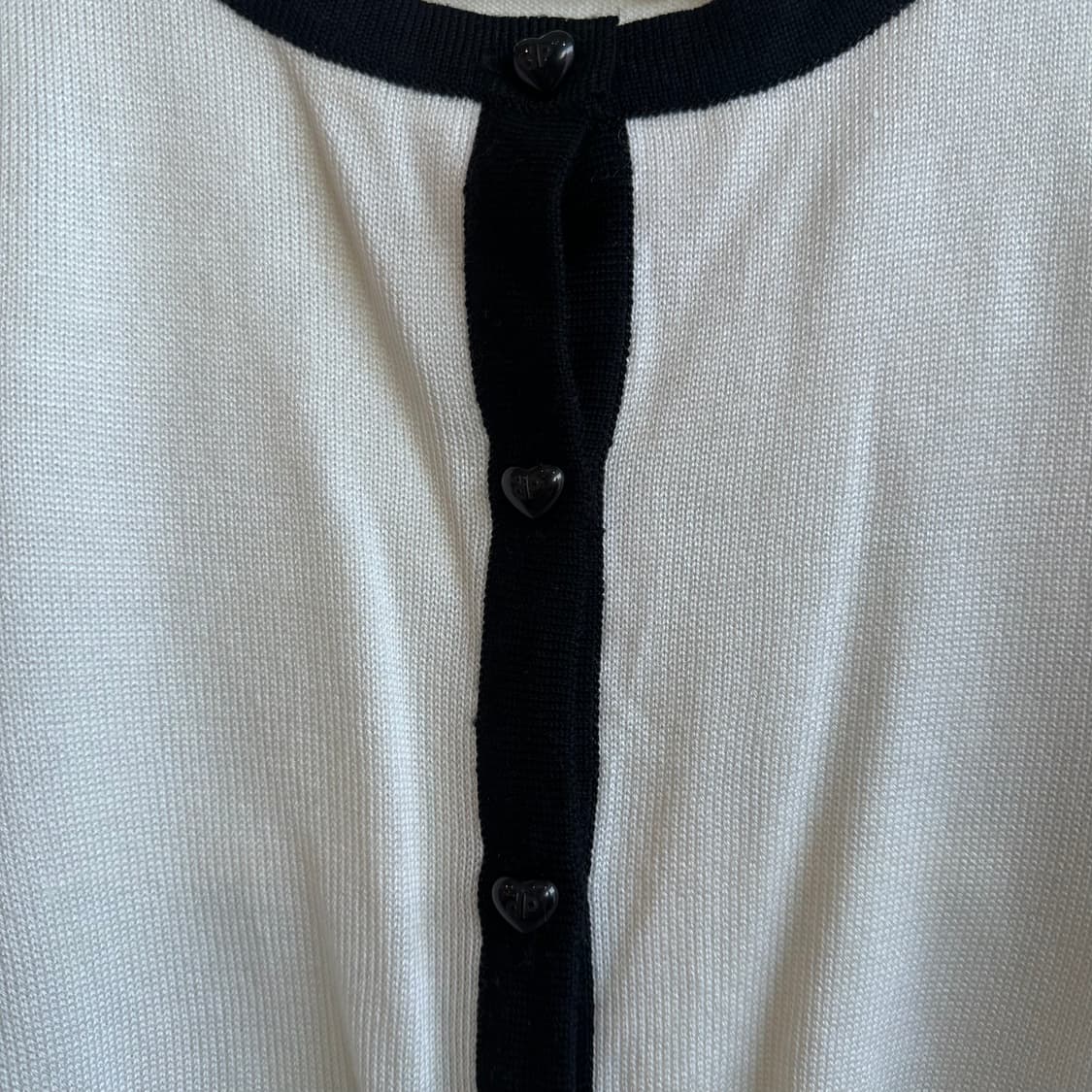 Dear Princess 배색 가디건 화이트 블랙 상품이미지4