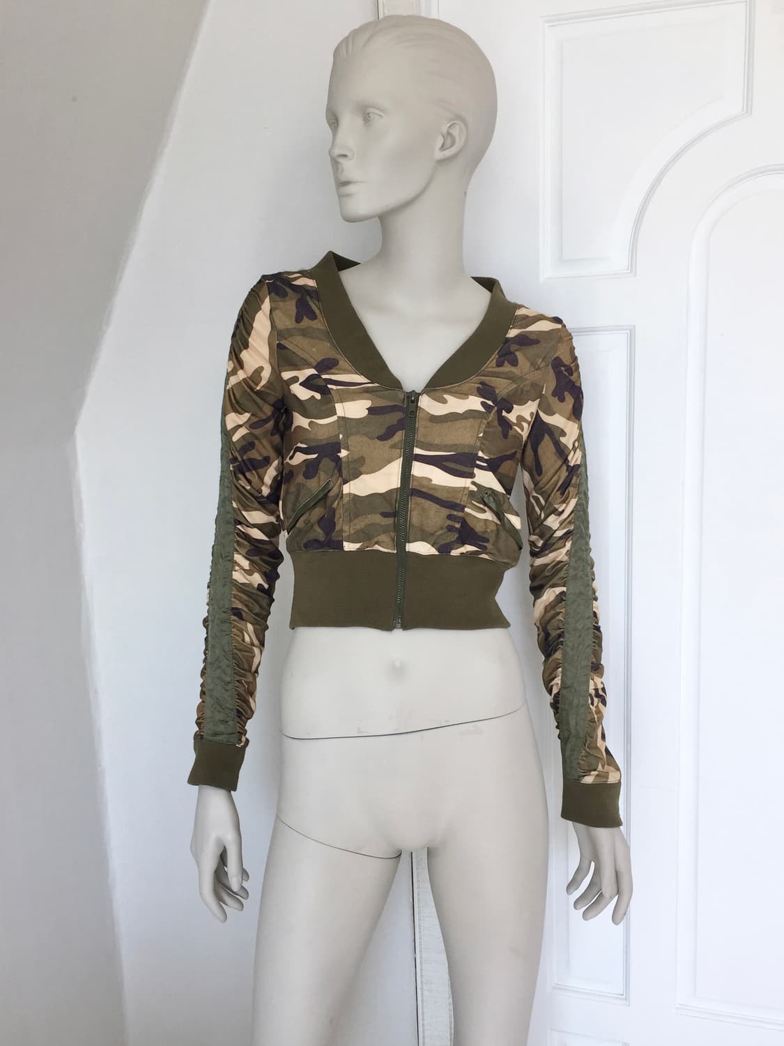 Vitage camouflage Shirring Zip-up 상품이미지2