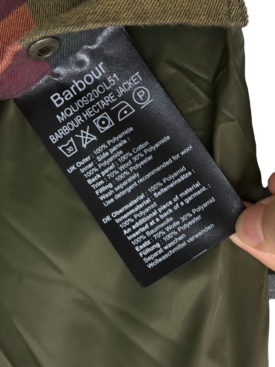 바버 화이버다운 경량패딩 카키 (L) 상품이미지9