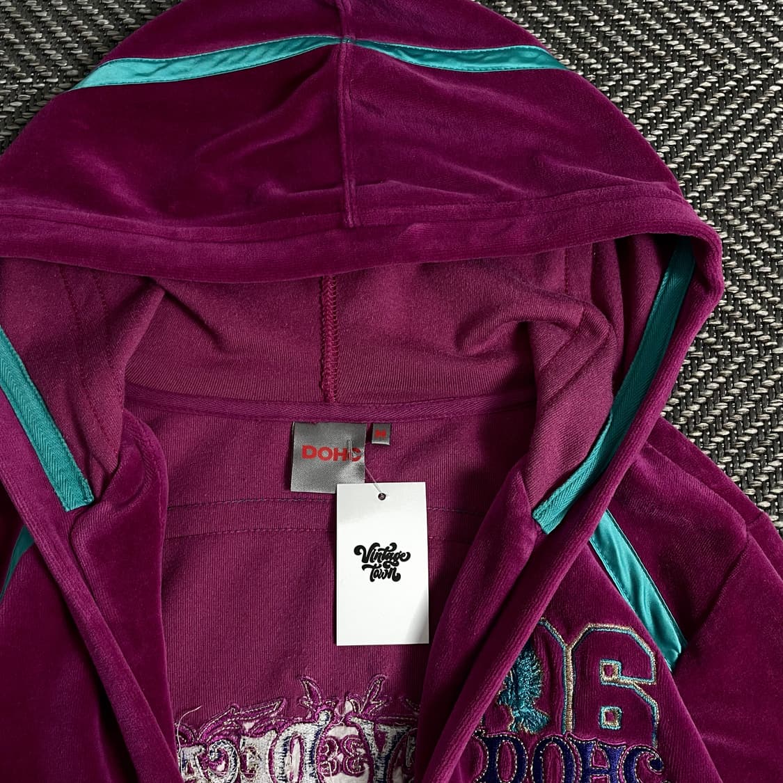 DOHC y2k 빈티지 벨벳 후드 크롭 자켓o 3231 상품이미지4