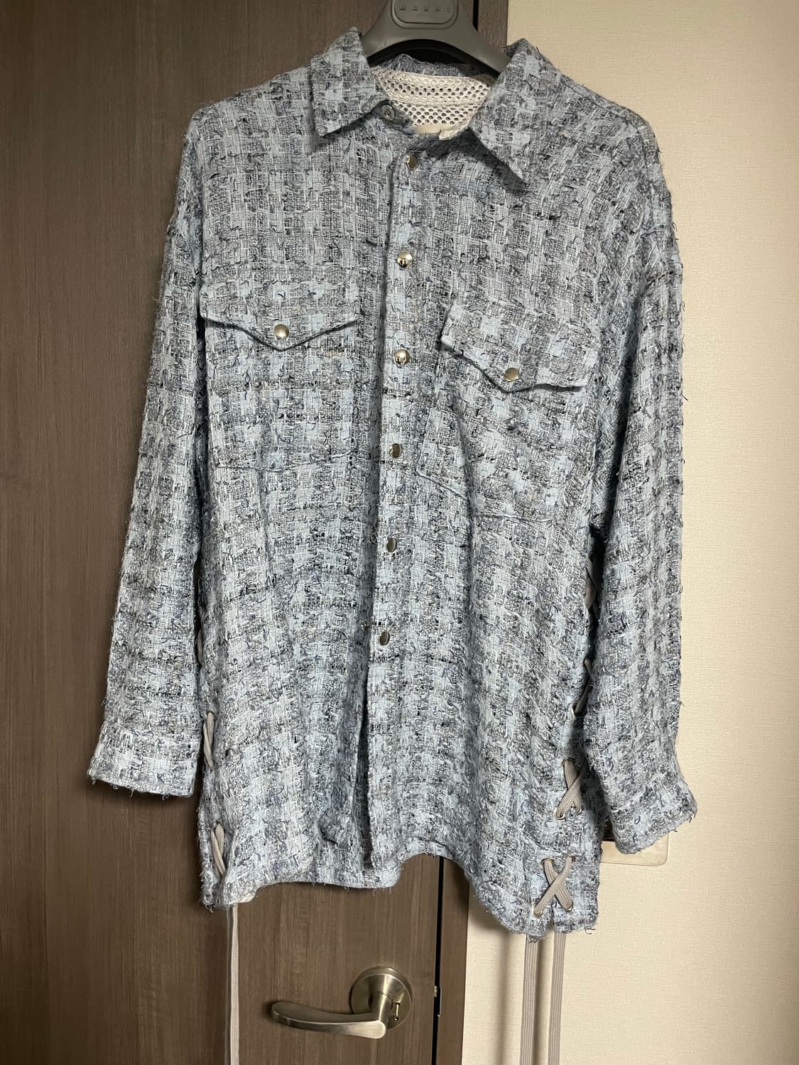 Faith connexion 남성 트위드 블루 셔츠 오버핏 상품이미지1