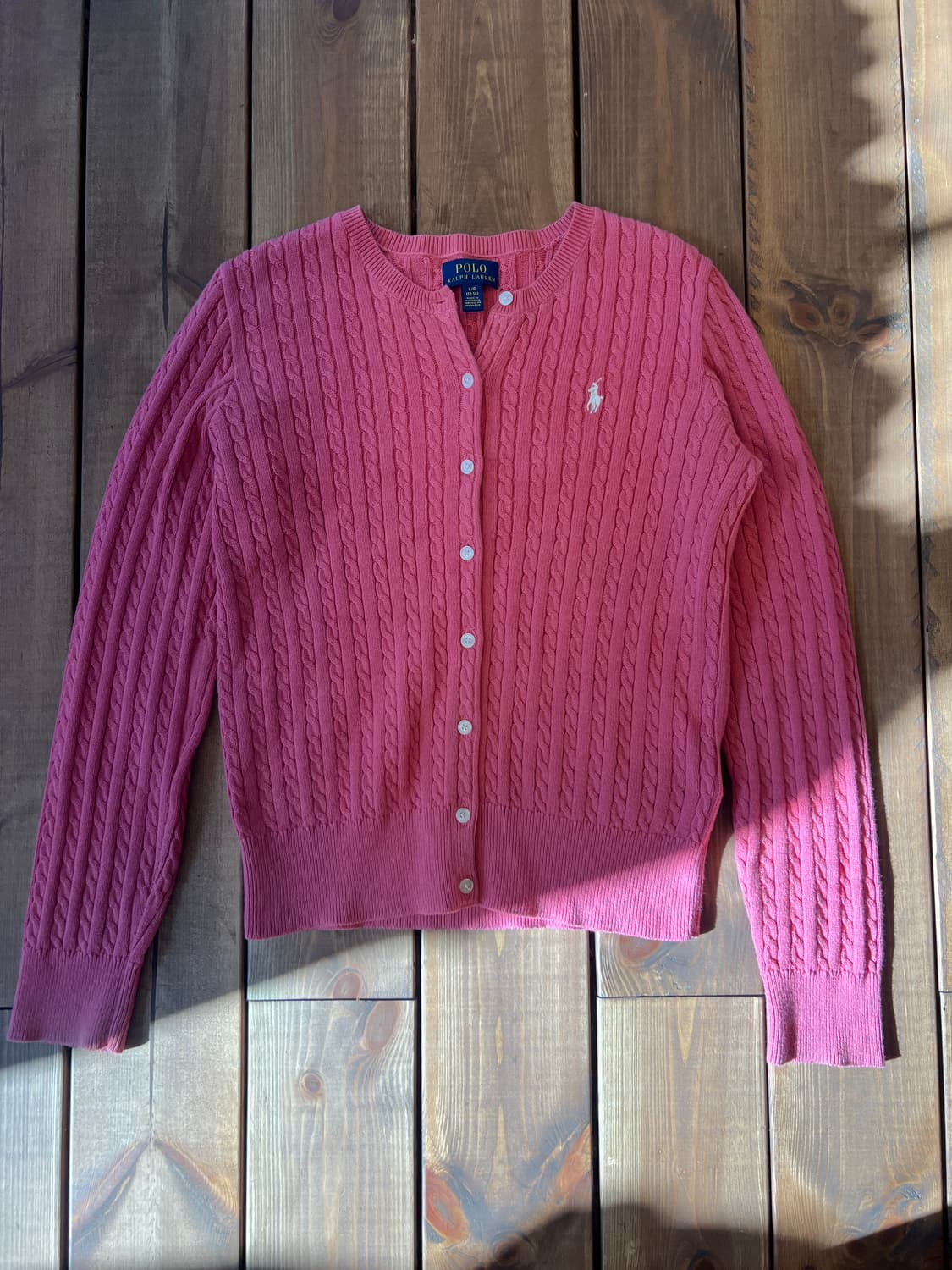 폴로 다홍 꽈배기 니트 카디건 상품이미지6