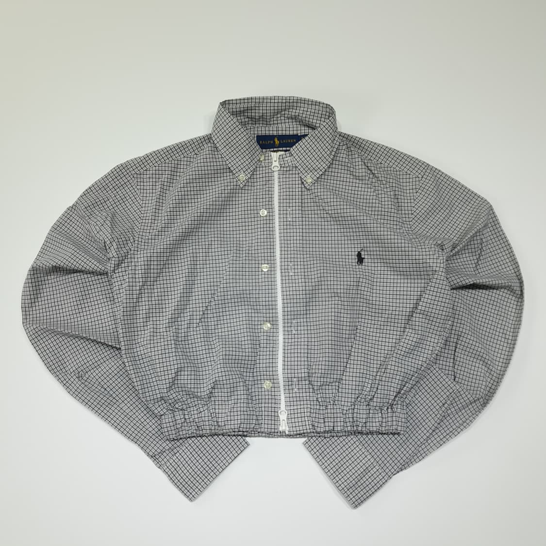 CL912 FREE 폴로 모던 마이크로체크 리메이크 크롭 셔츠 상품이미지1