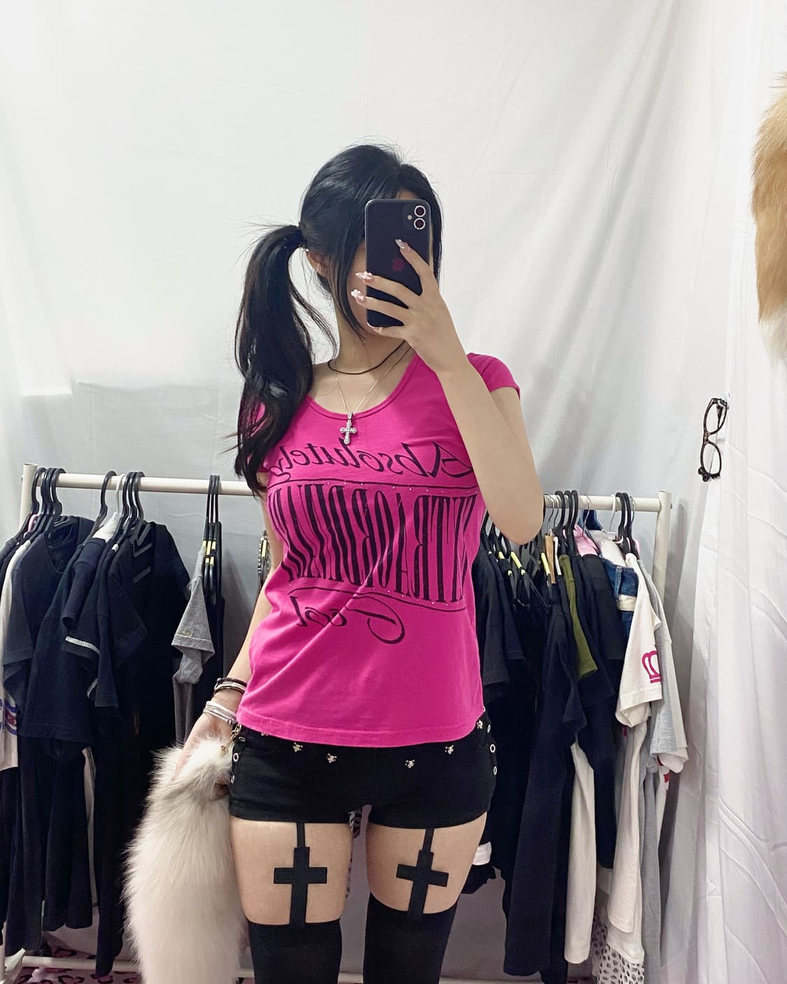 [AXXS] 갸루 핫핑크 반팔 상품이미지1