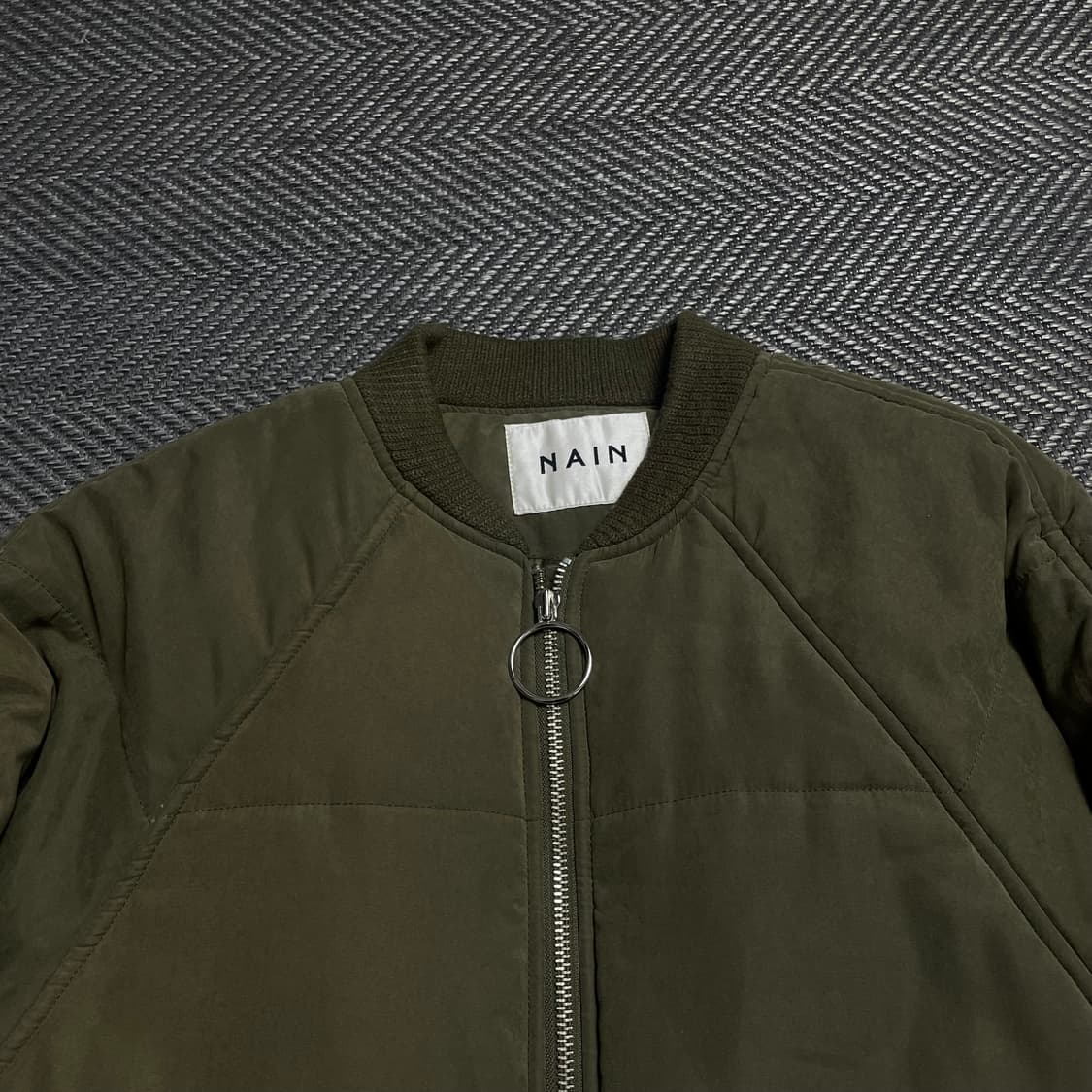 NAIN 플리스 믹스 퀄팅 봄버 자켓 카키 y 5312 상품이미지4