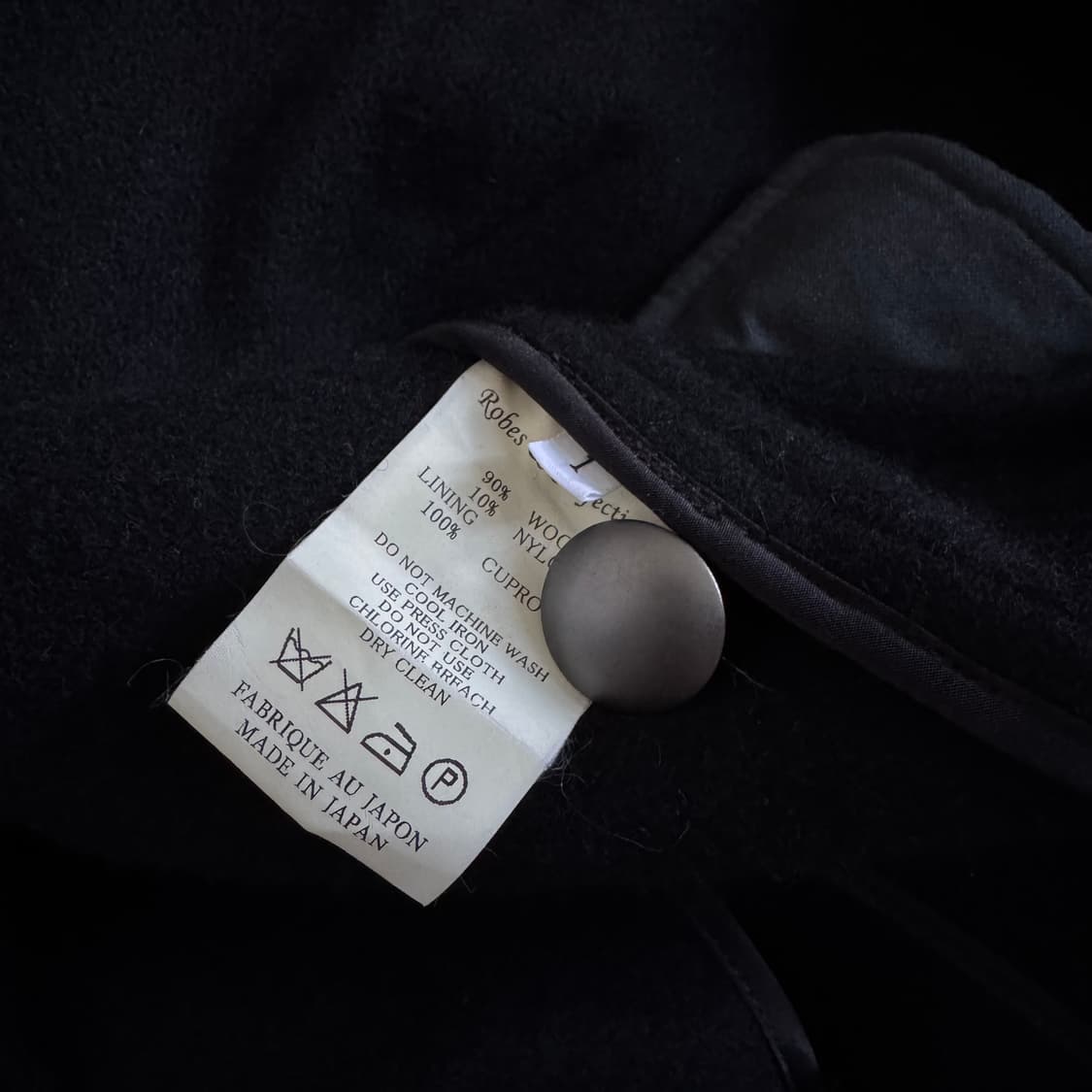 Japan made 버튼 디테일 블랙 울 하이넥 카라 라인 오피서 자켓 상품이미지4