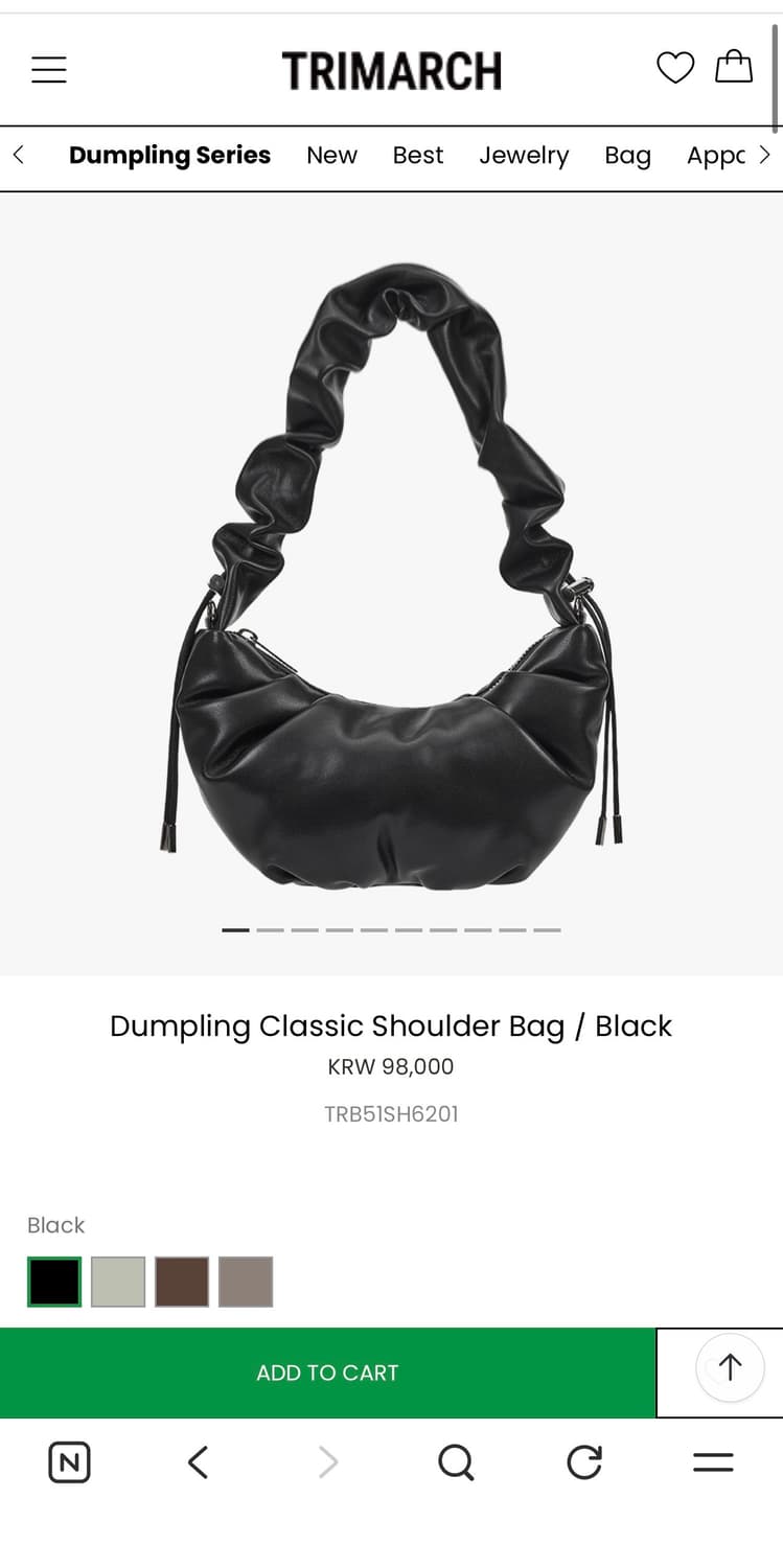 트리마치 덤플링 숄더백 블랙 1회 착용 (98000원) 상품이미지2