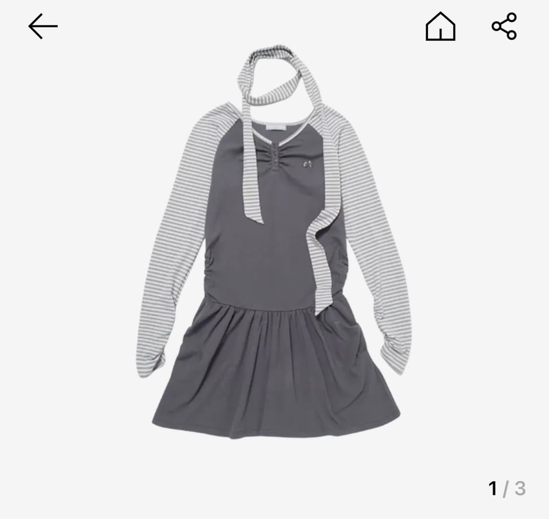 Hugyourskin 스트라이프 헨리넥 드레스 차콜 상품이미지1