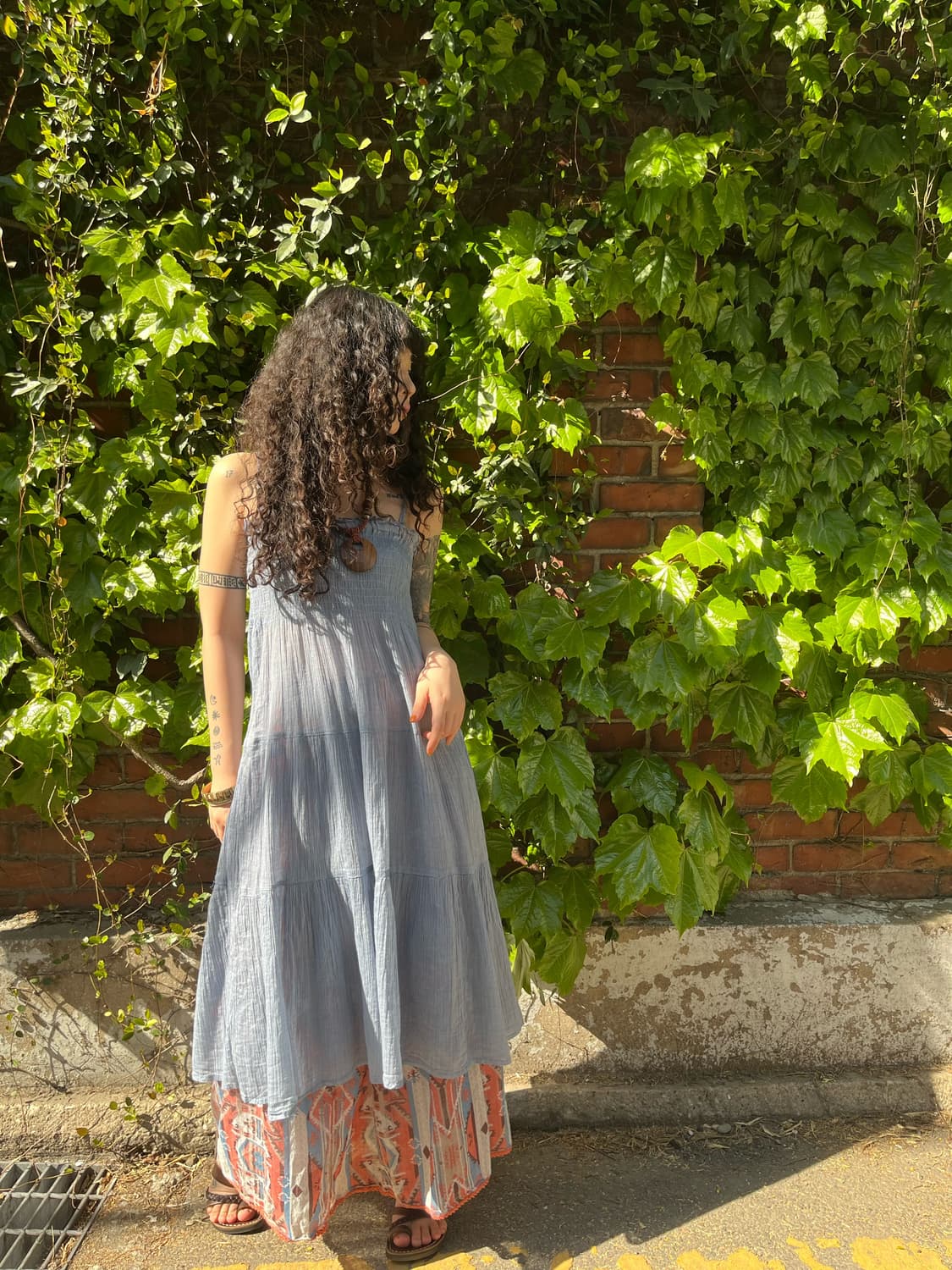 스카이 블루 캉캉 미디 원피스 상품이미지3