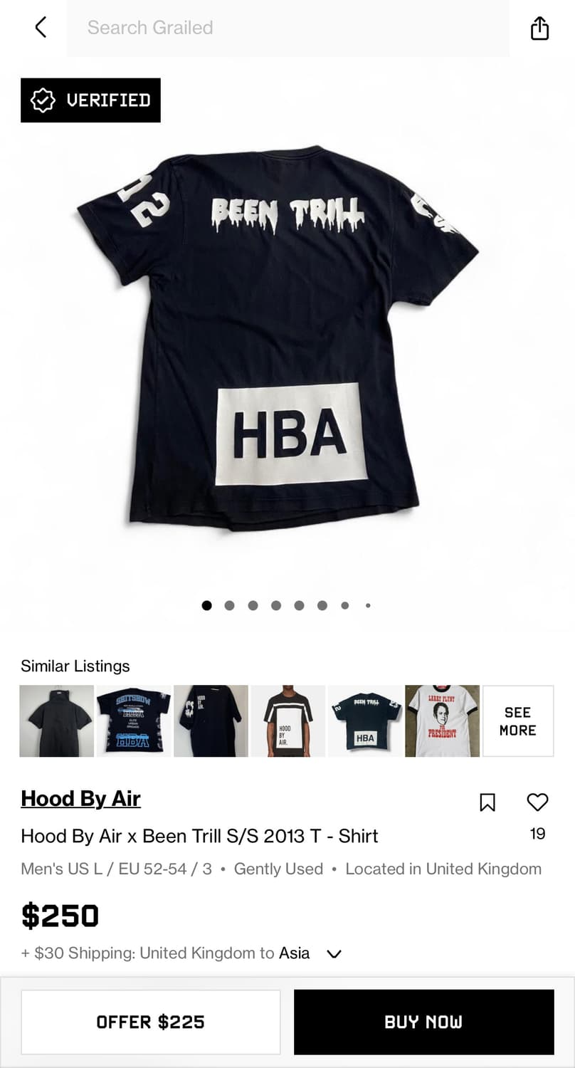 HOOD BY AIR x BEEN TRILL HBA x 빈트릴 티셔츠 상품이미지2