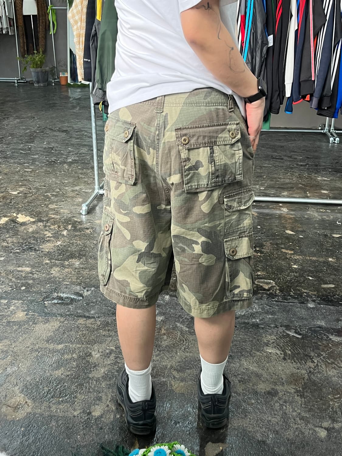 빈티지 카모플라주 카고 하프 팬츠 상품이미지4