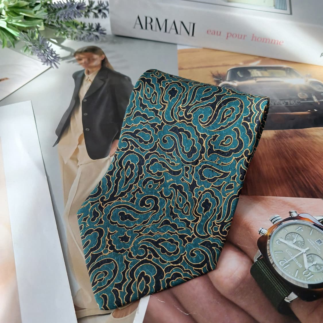 조르지오 아르마니 실크 페이즐리 넥타이 9.9cm A+등급 A19332
 상품이미지4